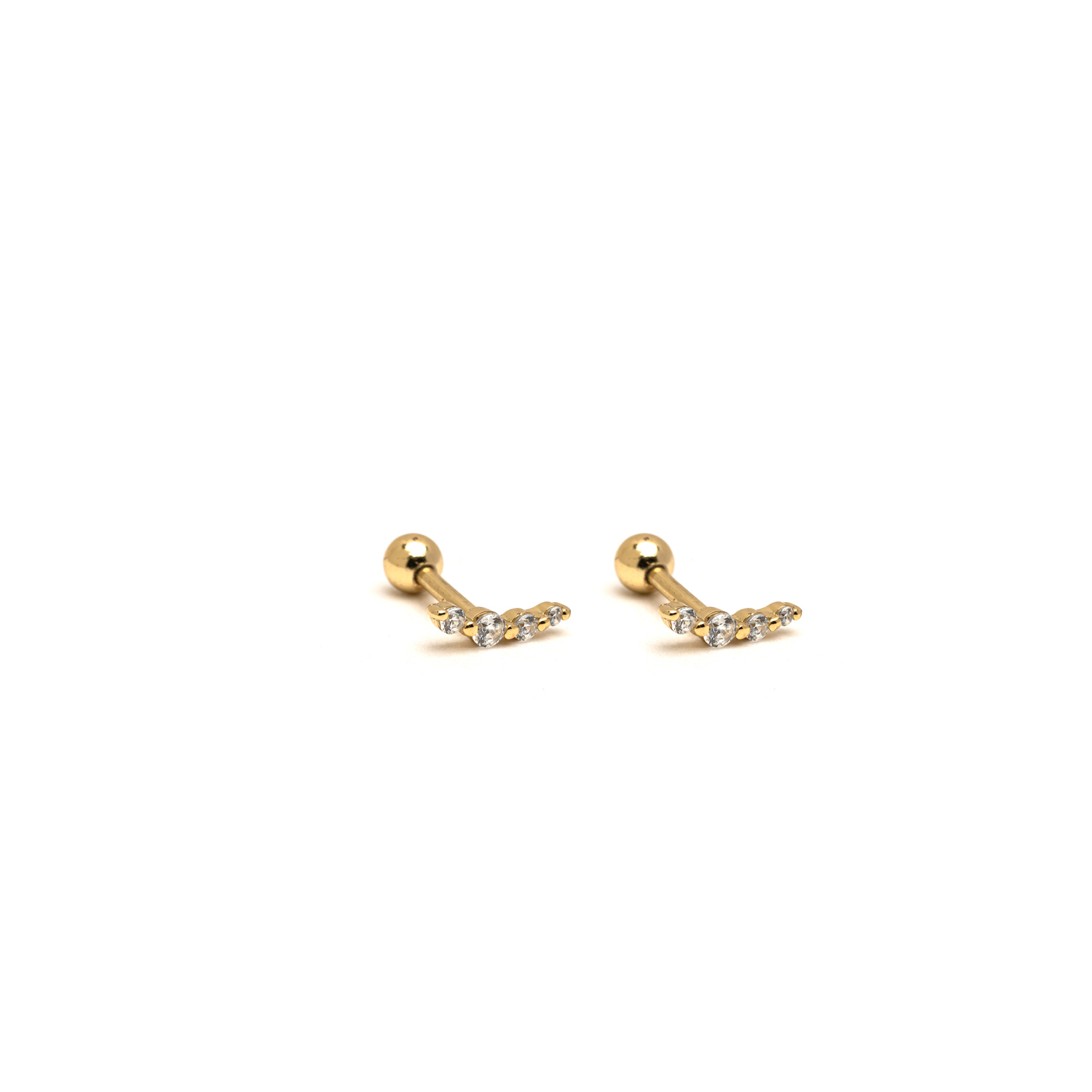Picture of gold shooting star dainty screw ball back earrings