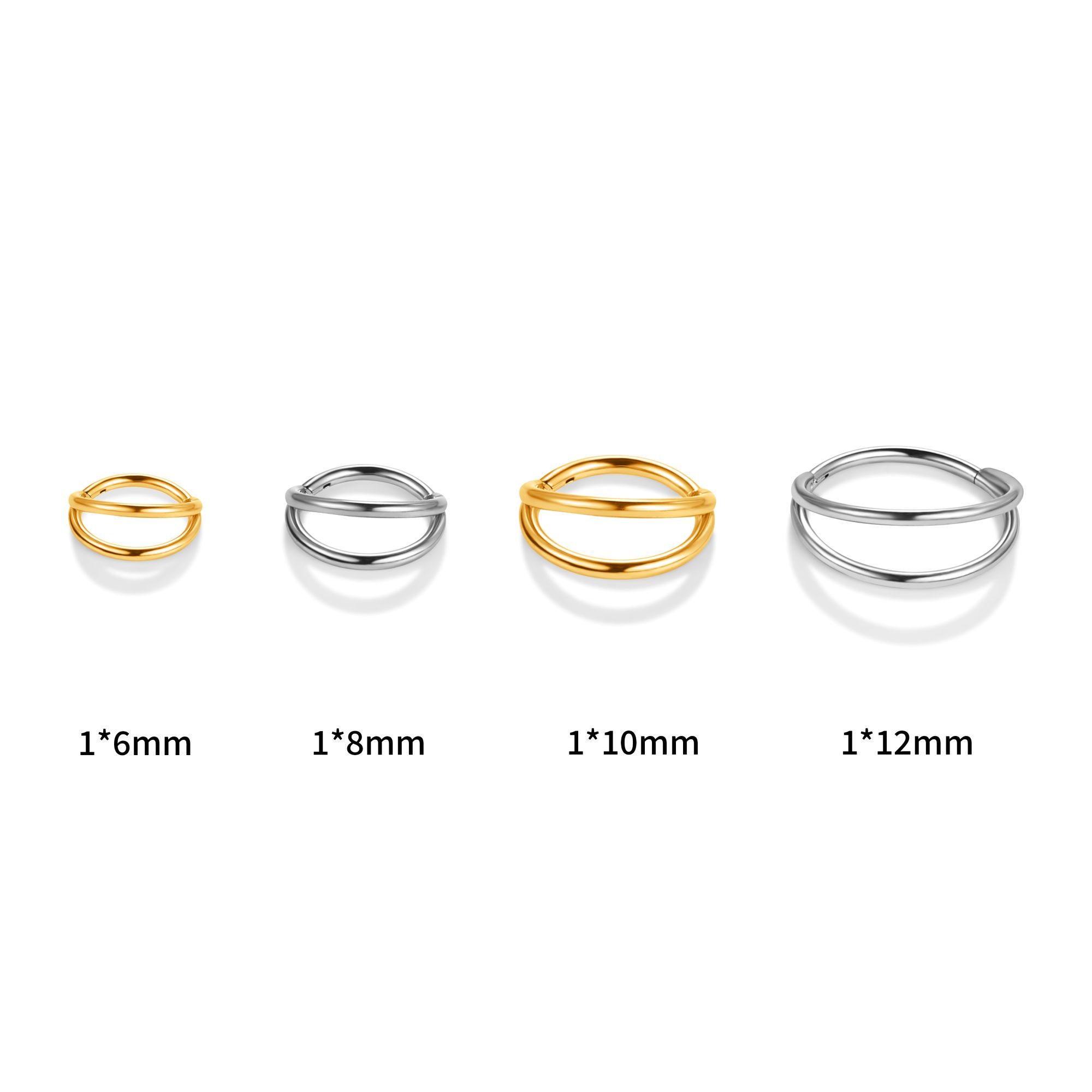 Picture of gold double hoop - 1mm x 12mm