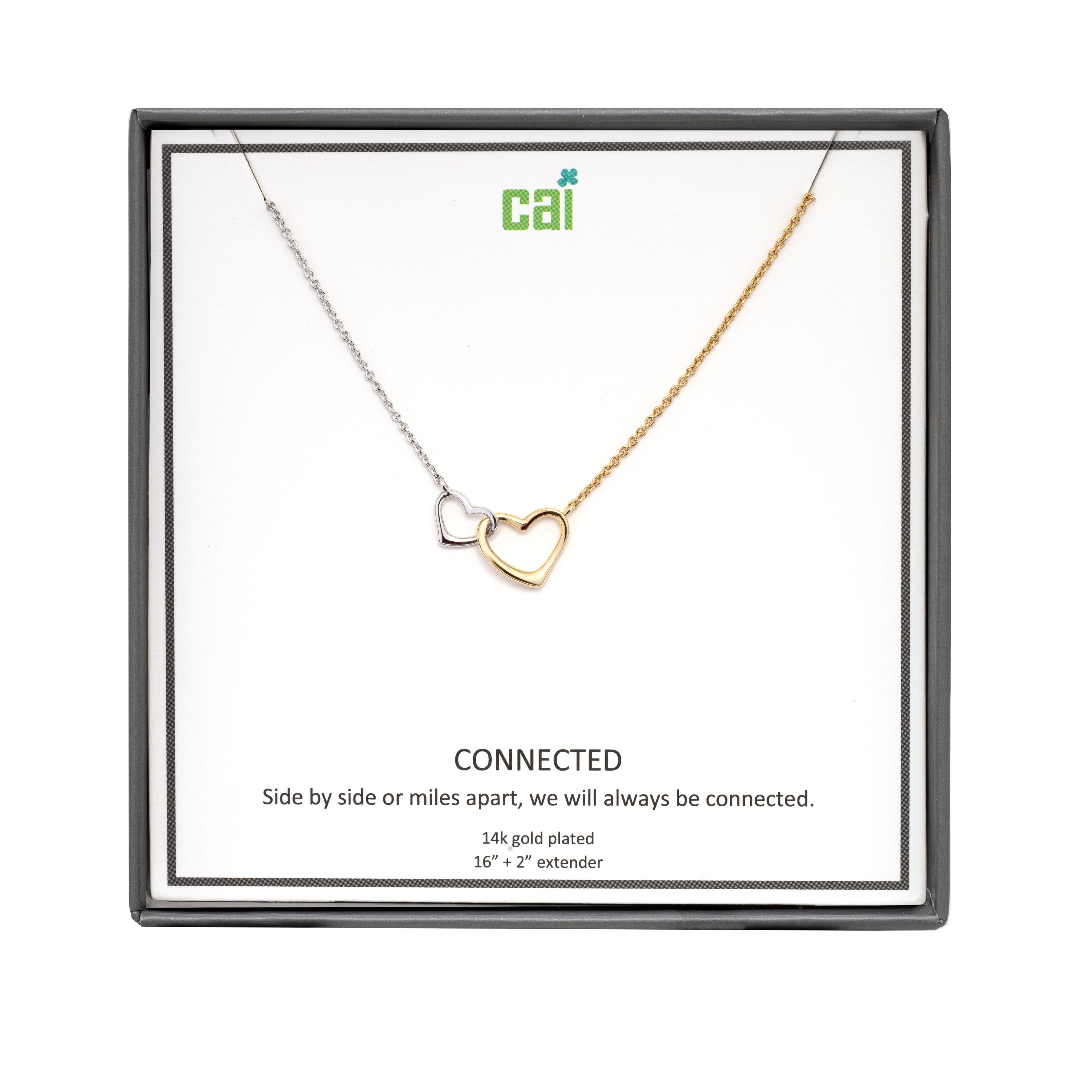 Picture of two tone linked heart always be connected necklace