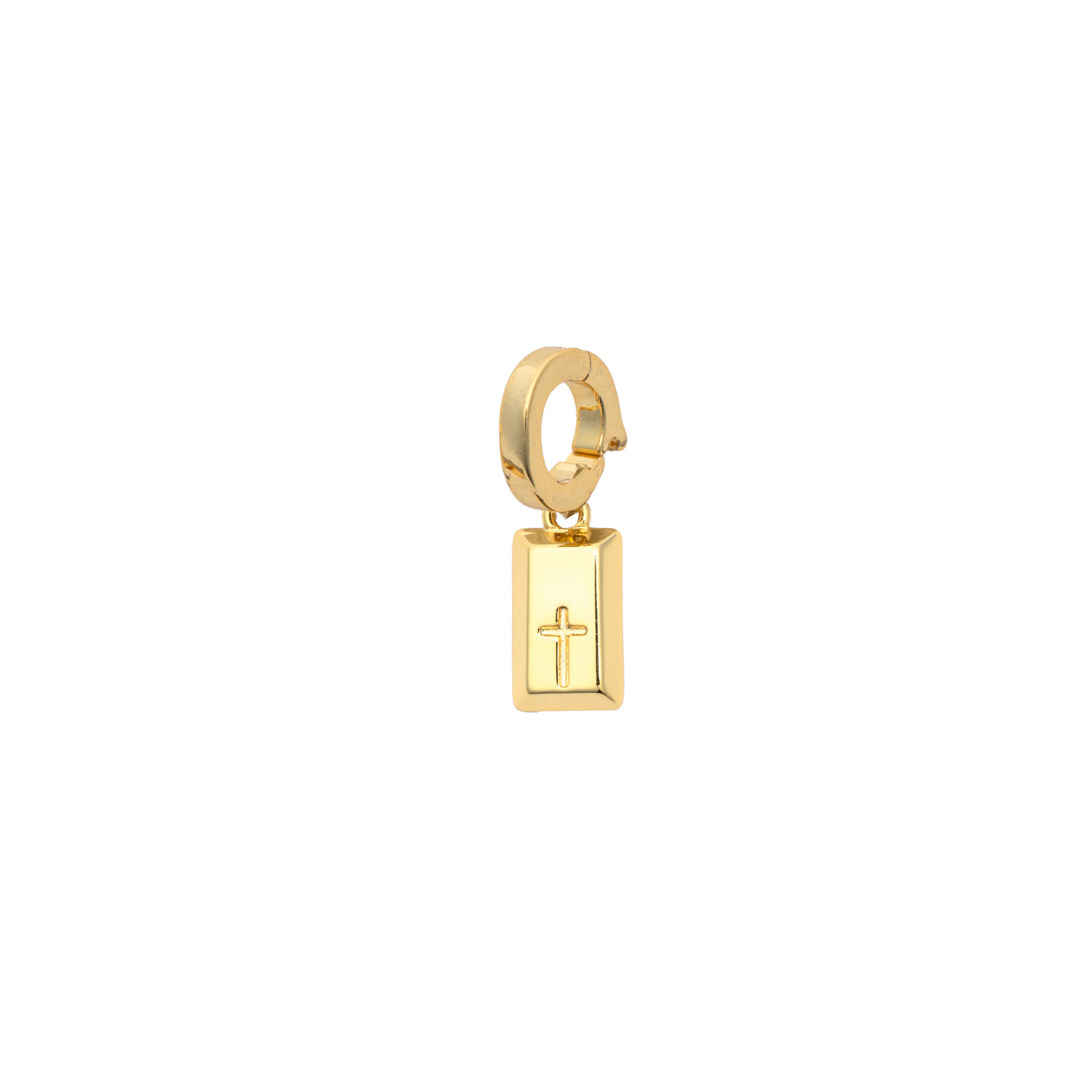 Picture of gold mini tag cross designed for charming charm