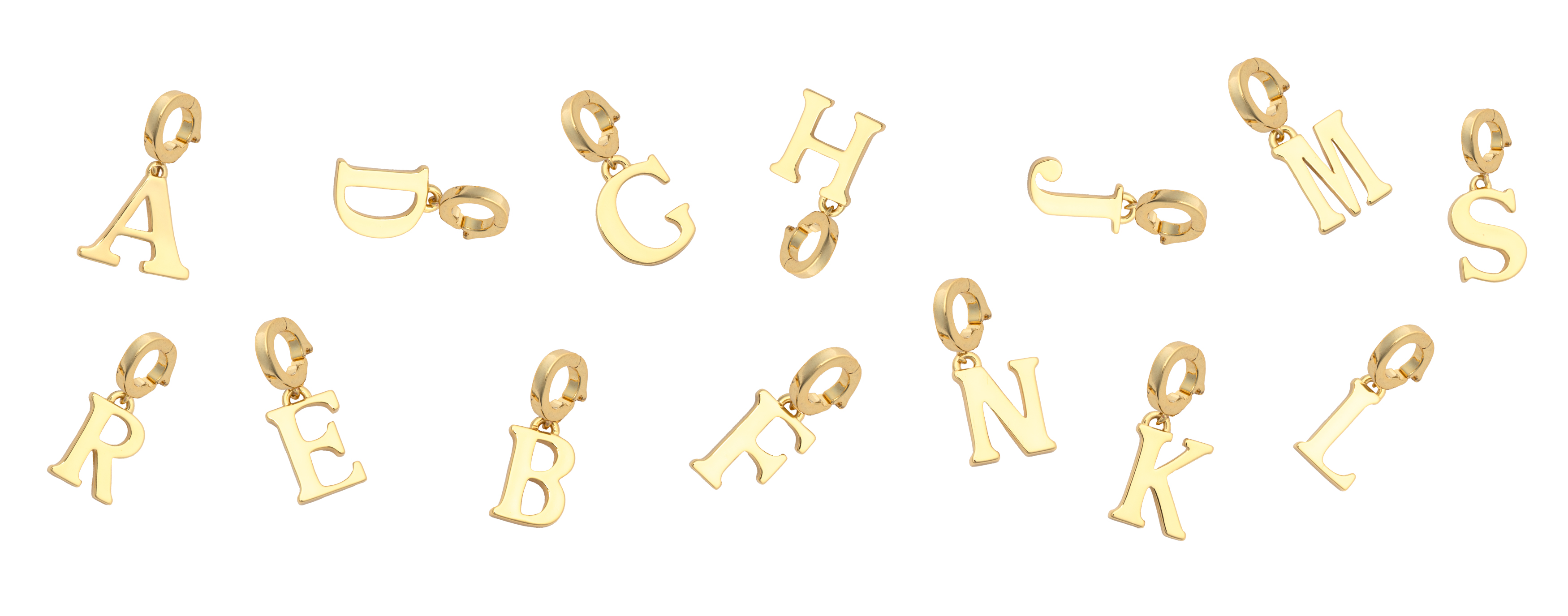 Picture of gold block letter initial charm - B
