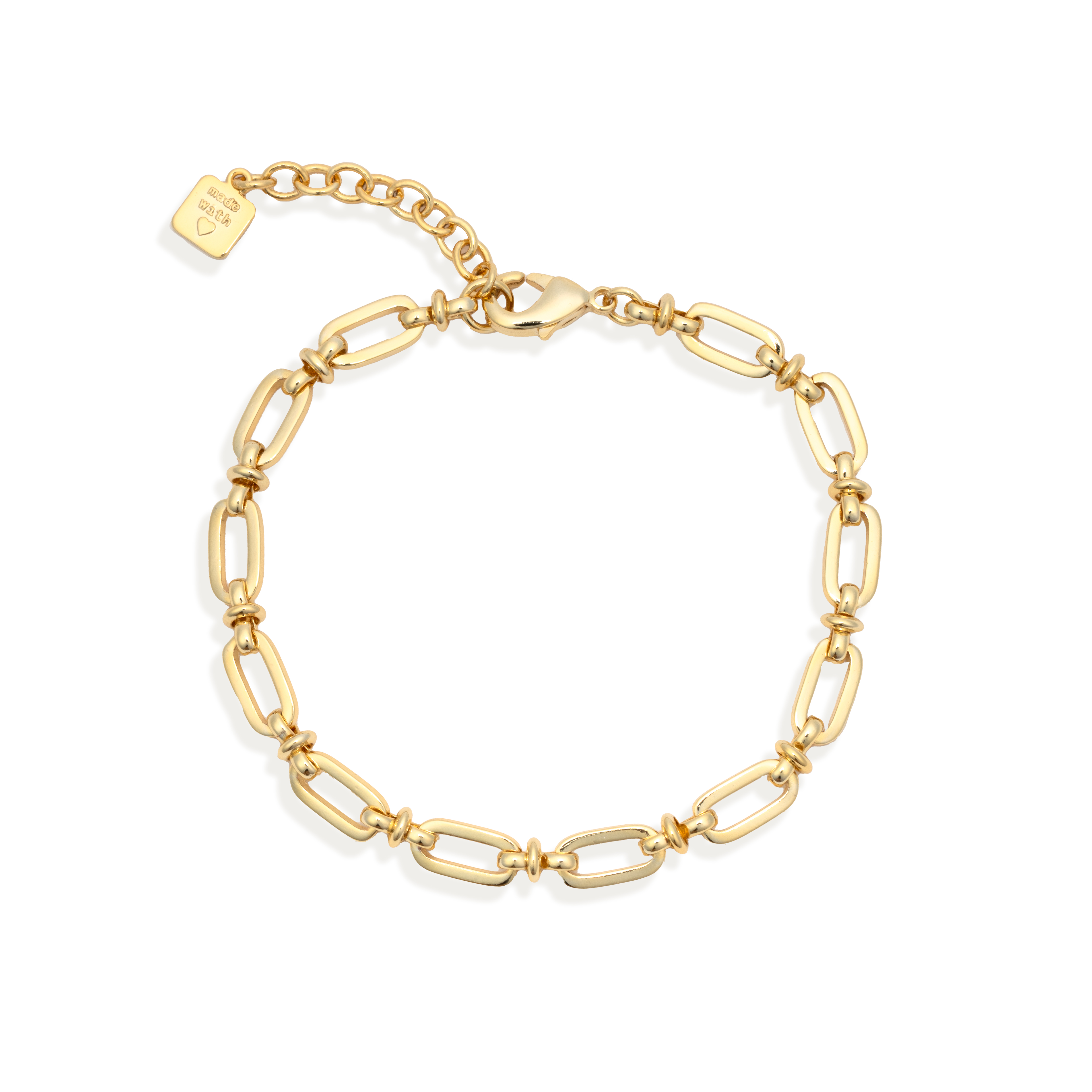 Picture of gold classic paperclip link bracelet chain