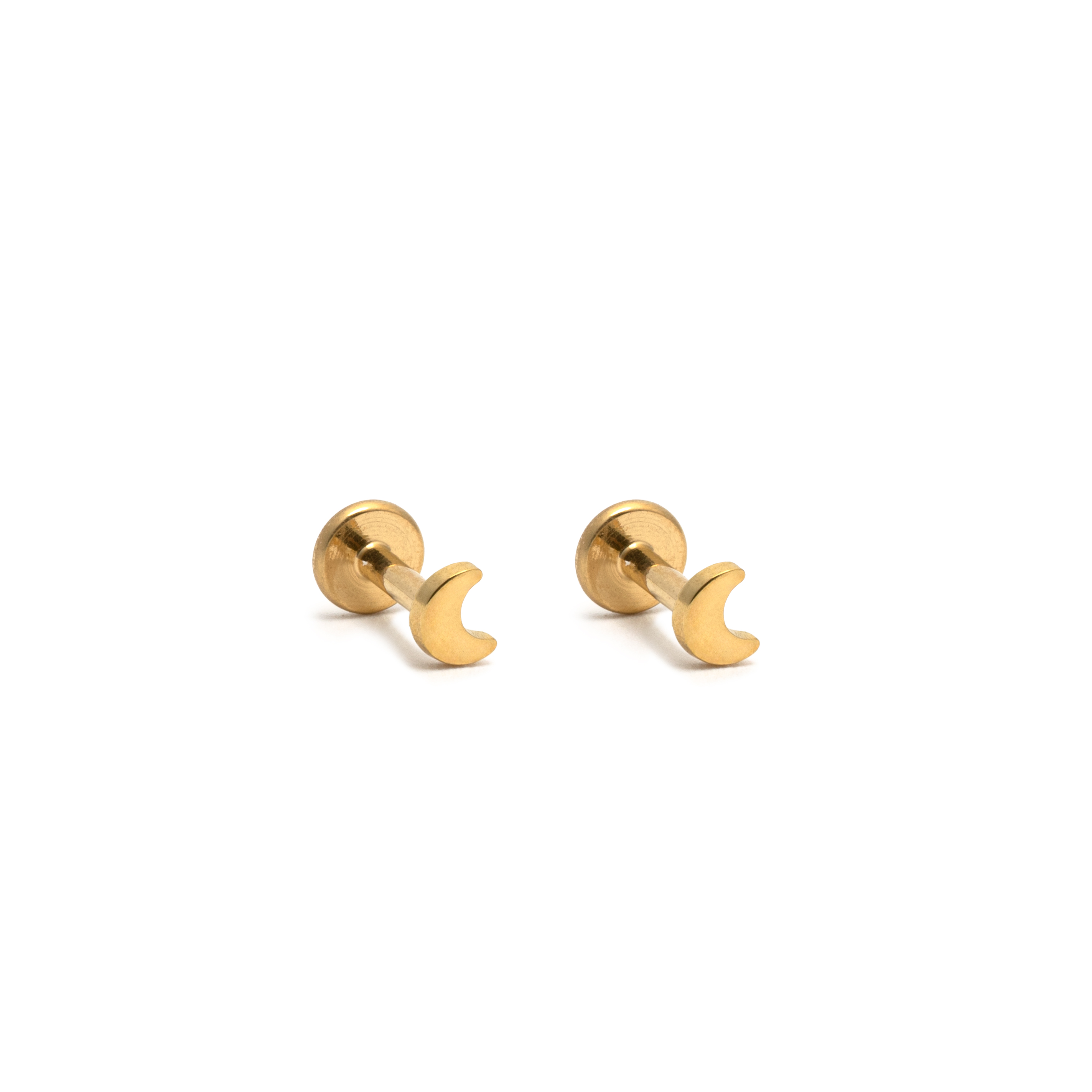 Picture of gold moon dainty flat back stud earrings