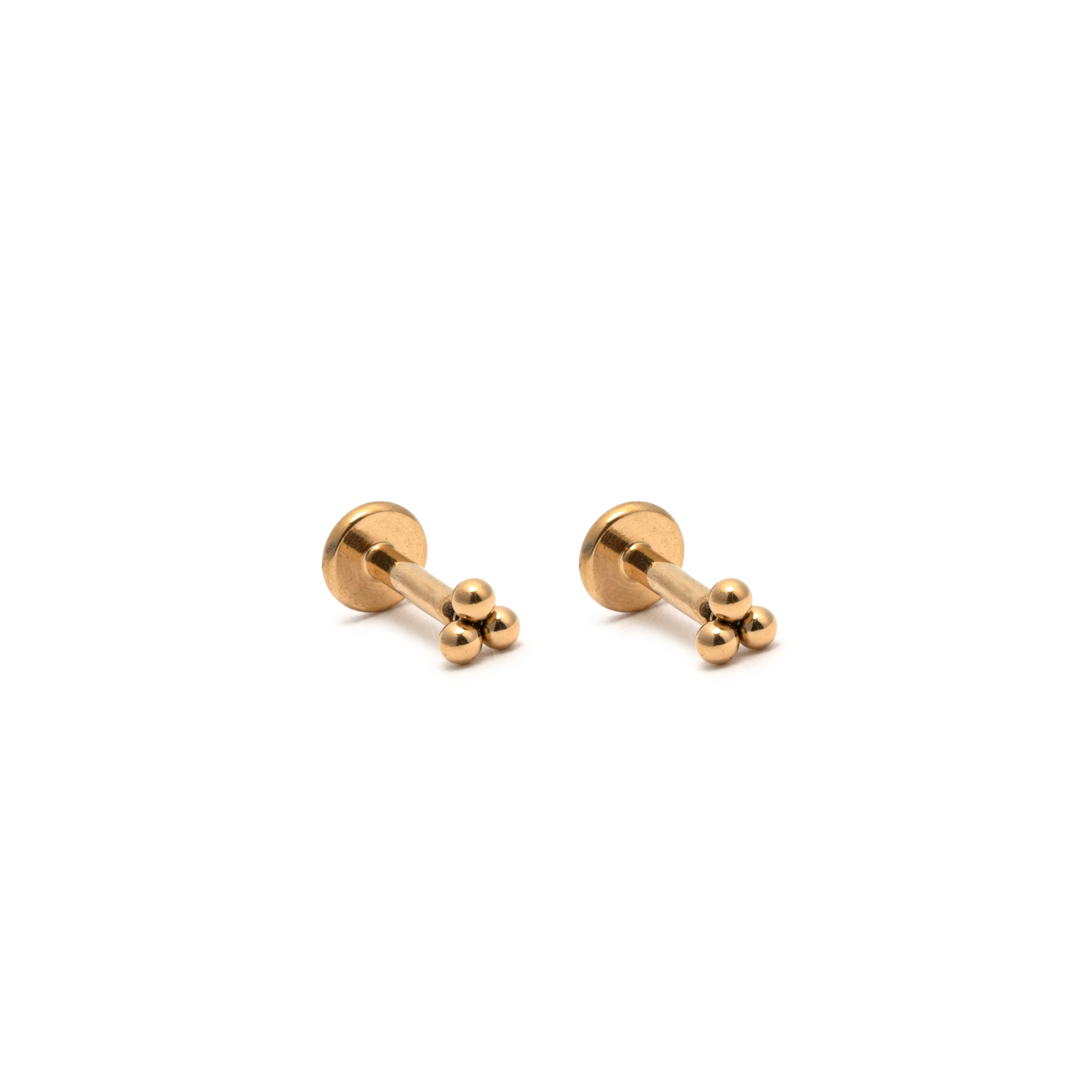 Picture of gold trio ball dainty flat back stud earrings