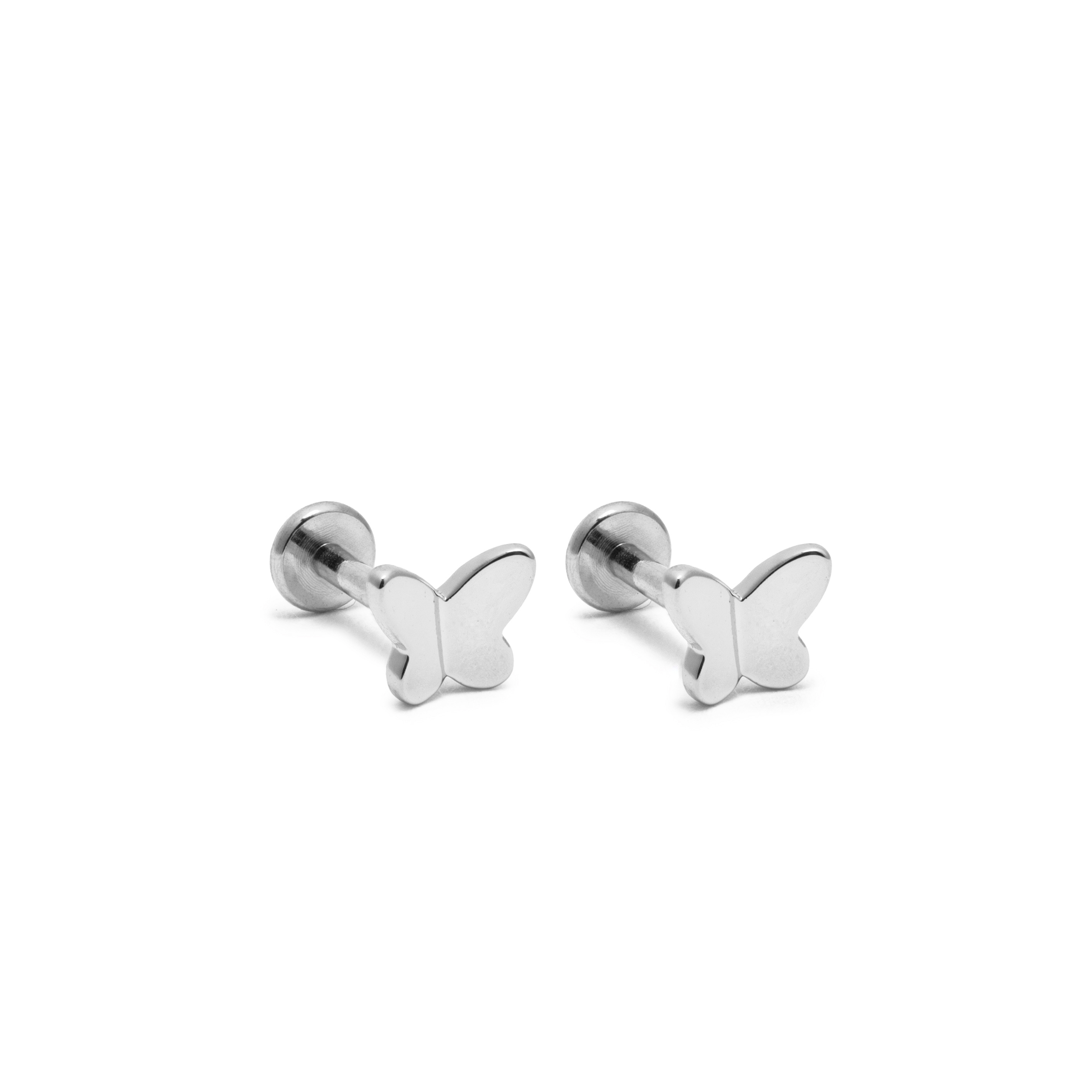 Picture of silver butterfly dainty flat back stud earrings