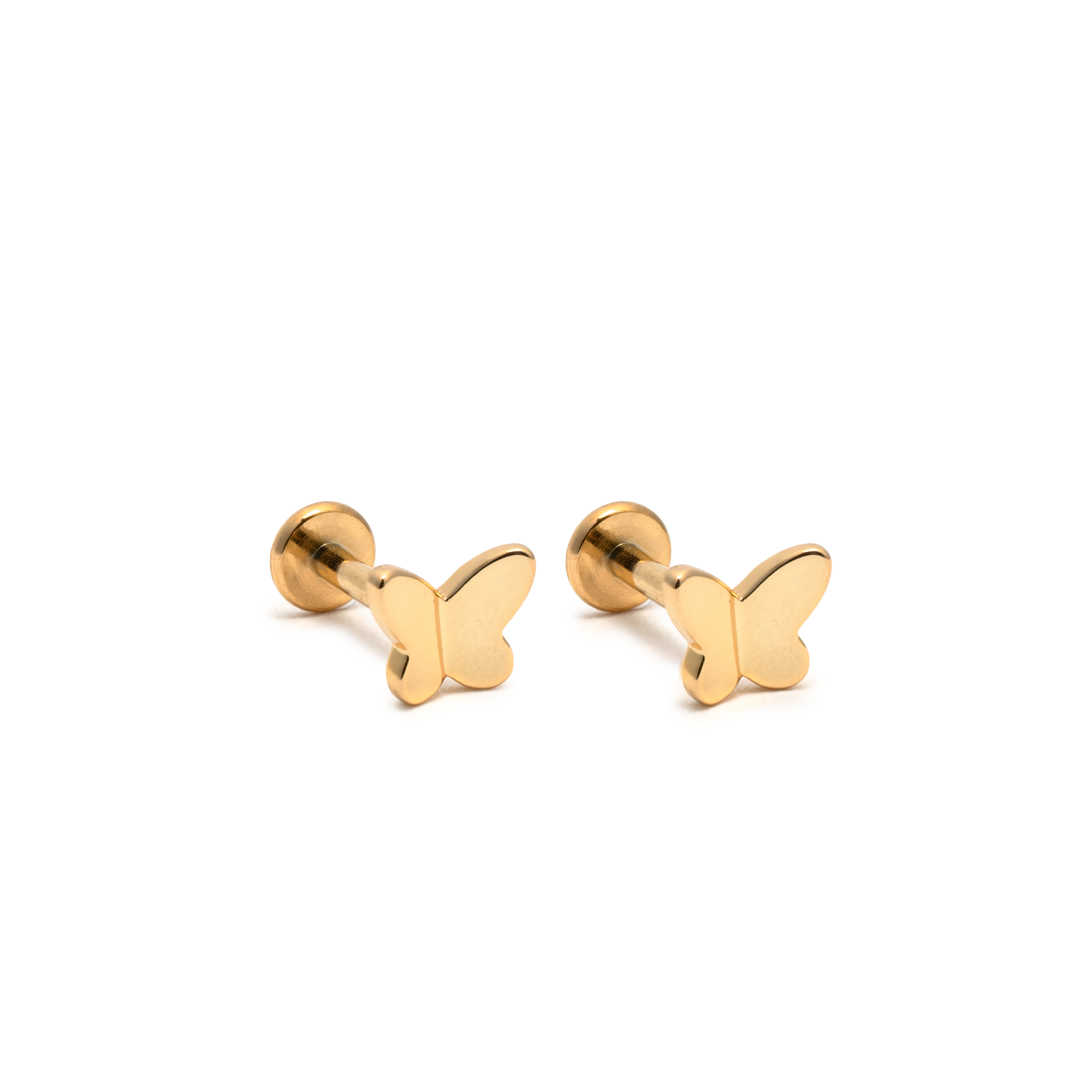 Picture of gold butterfly dainty flat back stud earrings