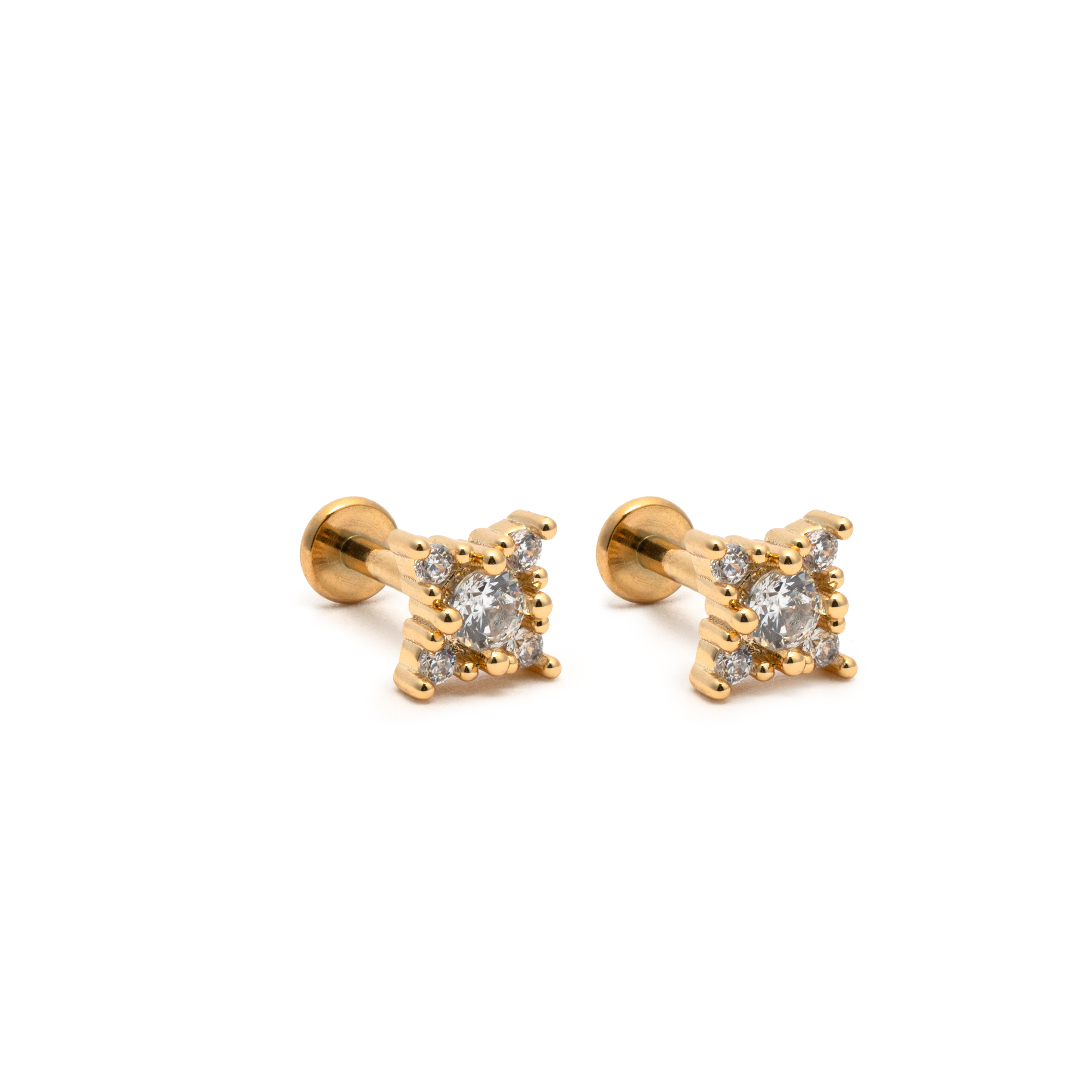 Picture of gold star cz dainty flat back stud earrings