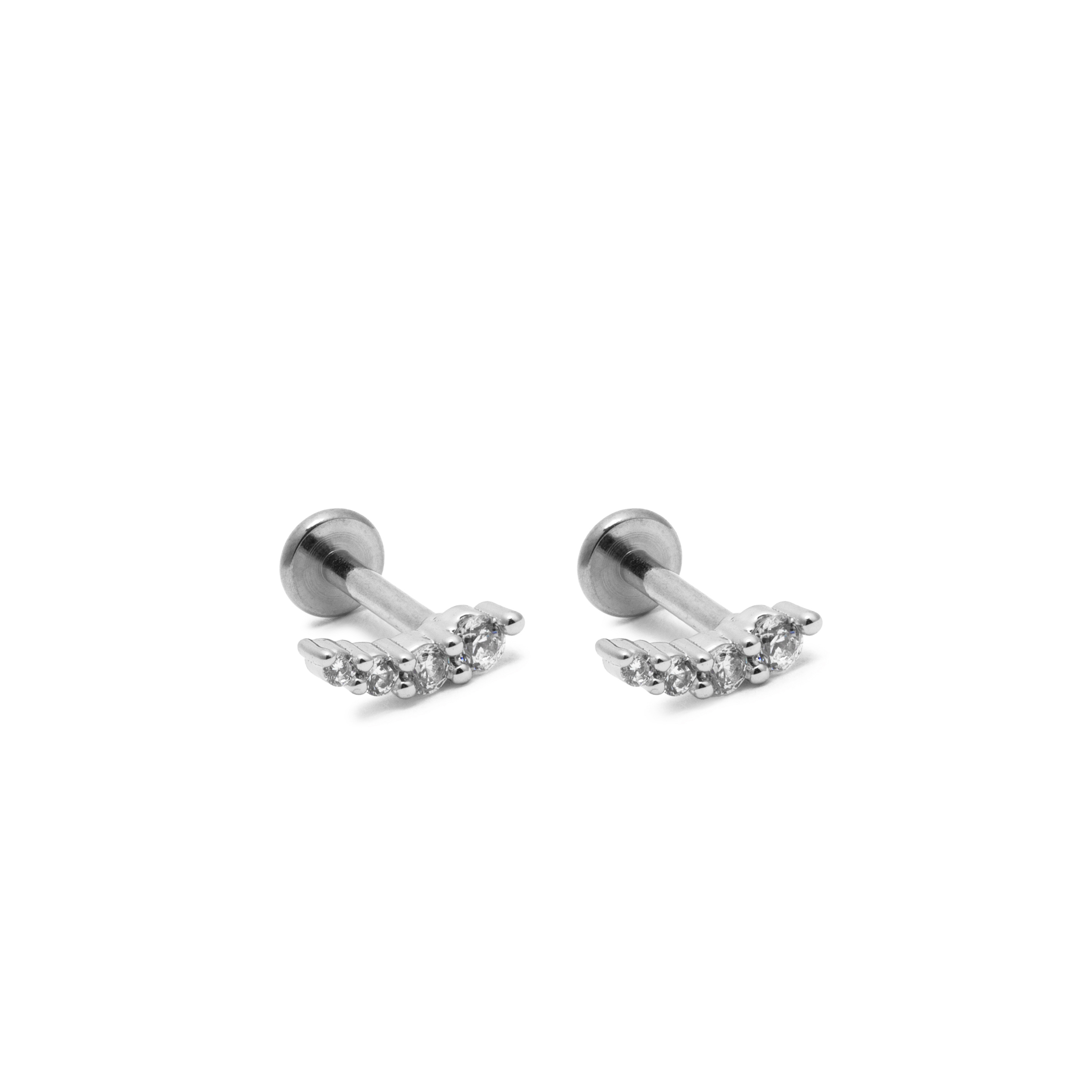 Picture of silver shooting star cz dainty flat back earrings