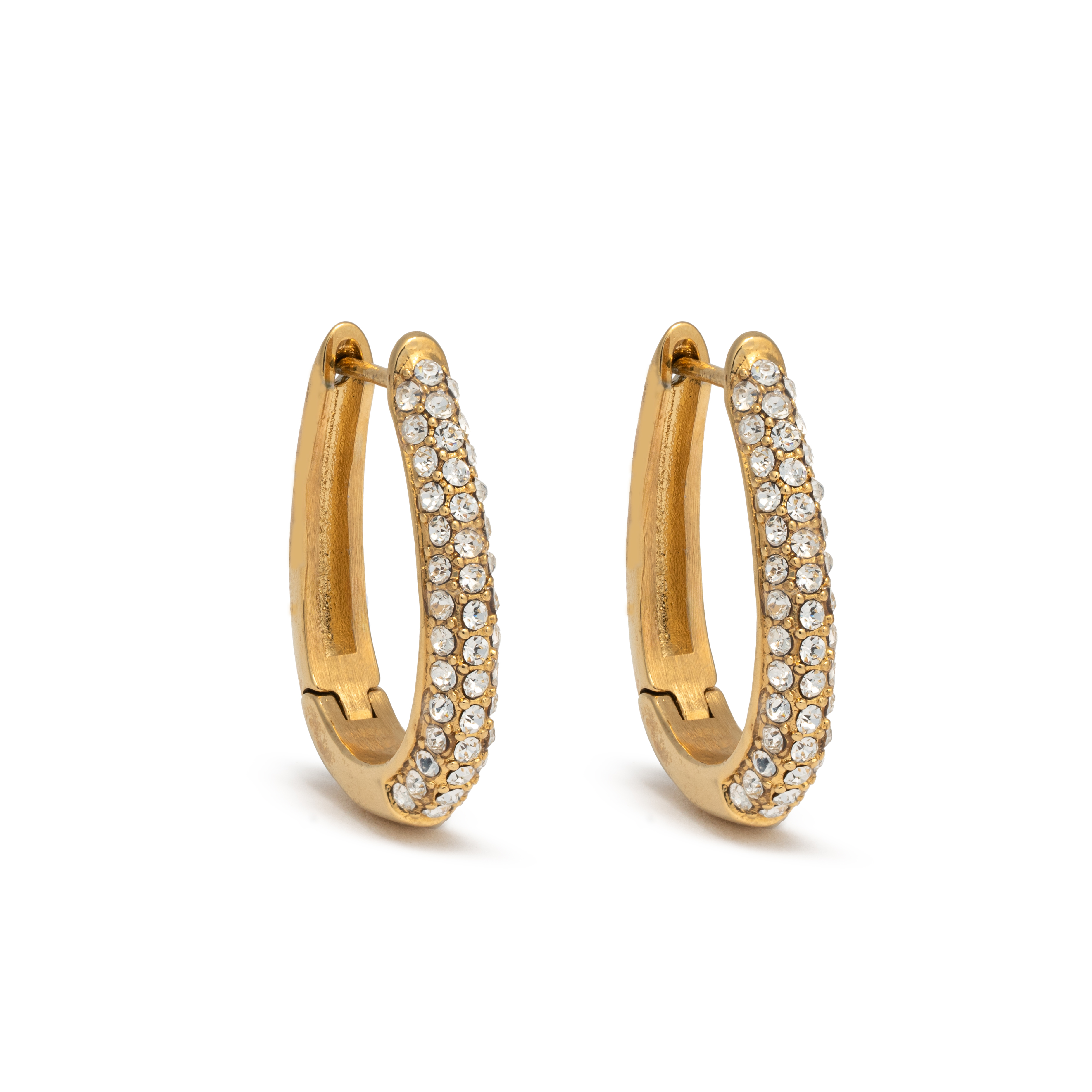 Picture of gold chunky teardrop cz pave earring