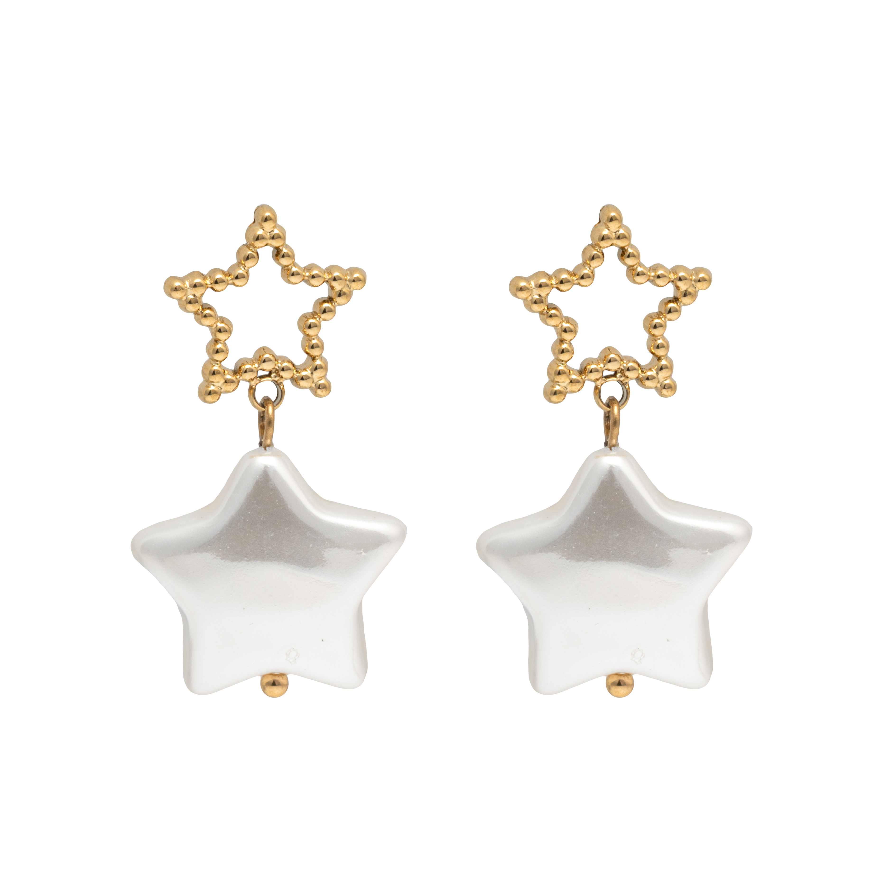 Picture of gold duo star pearl stud earring