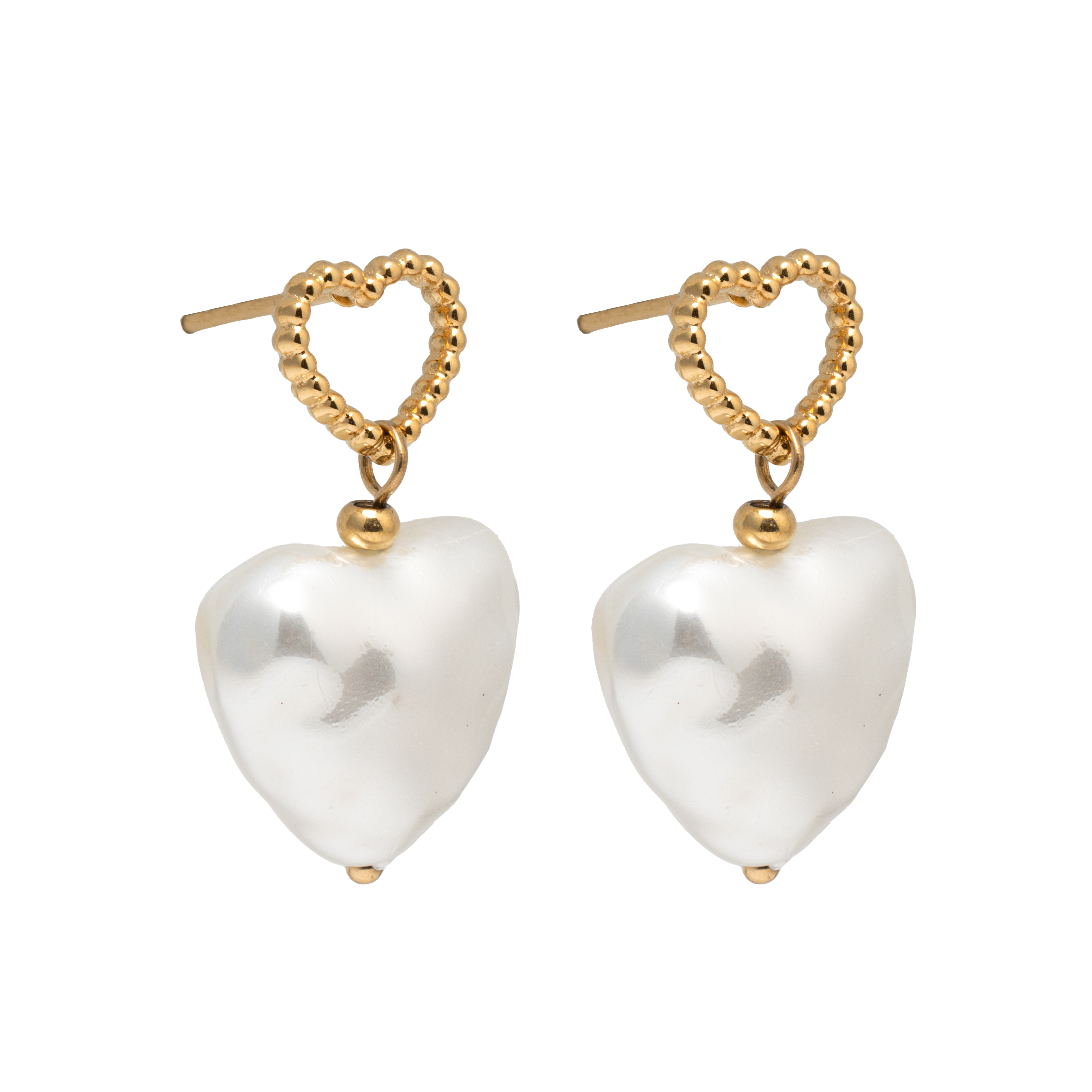 Picture of gold duo heart pearl stud earring
