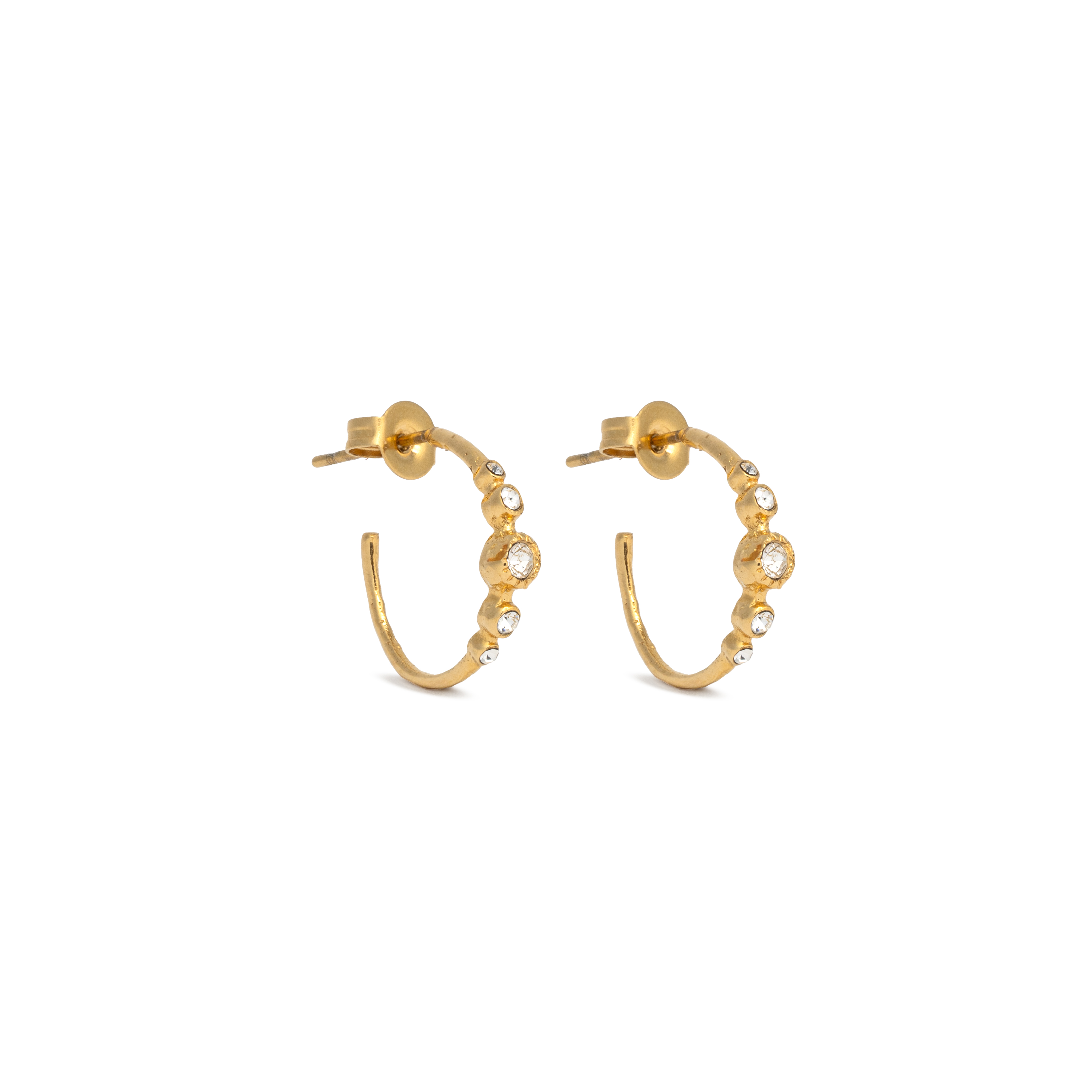 Picture of gold dainty circle cz open hoop earring