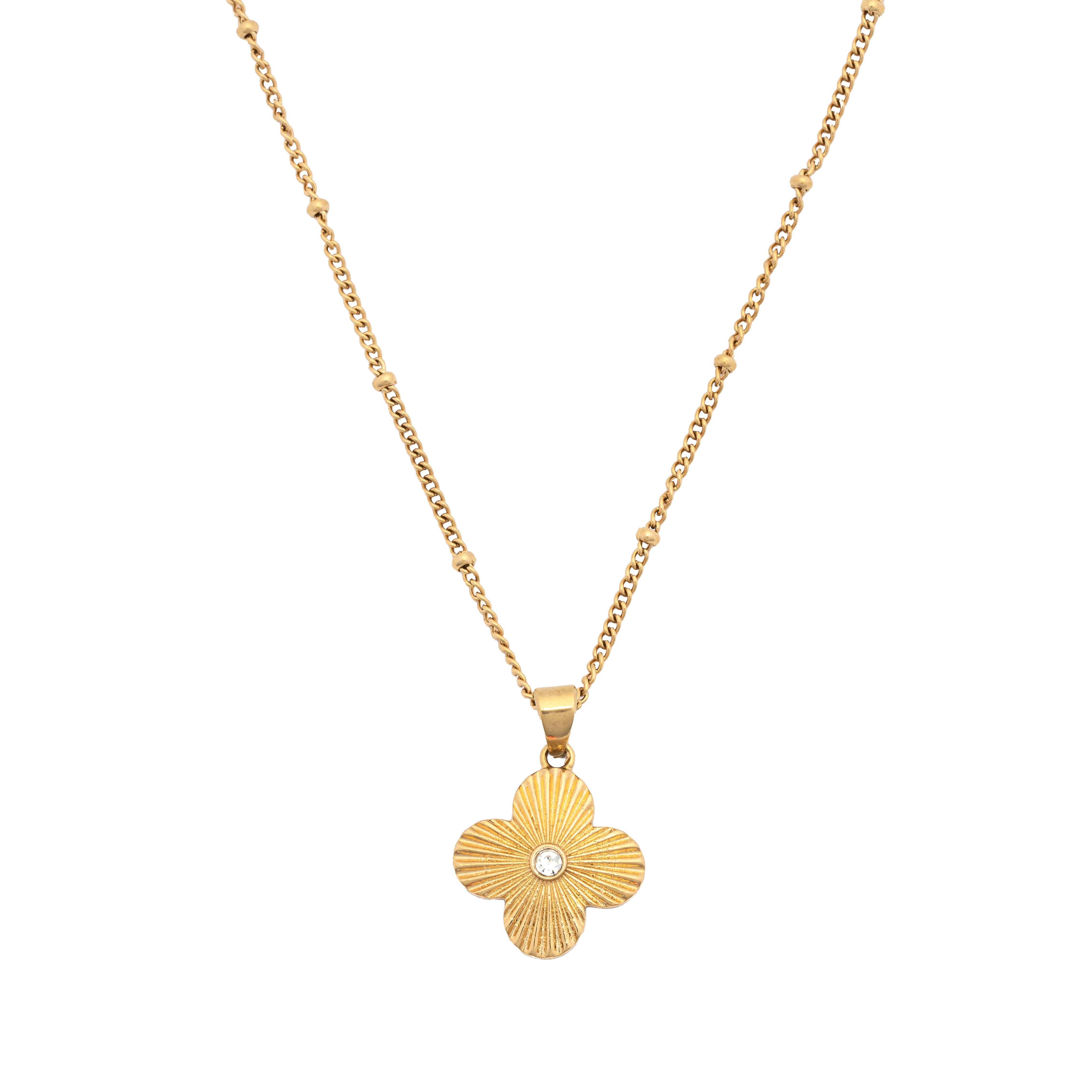 Picture of gold cz clover necklace