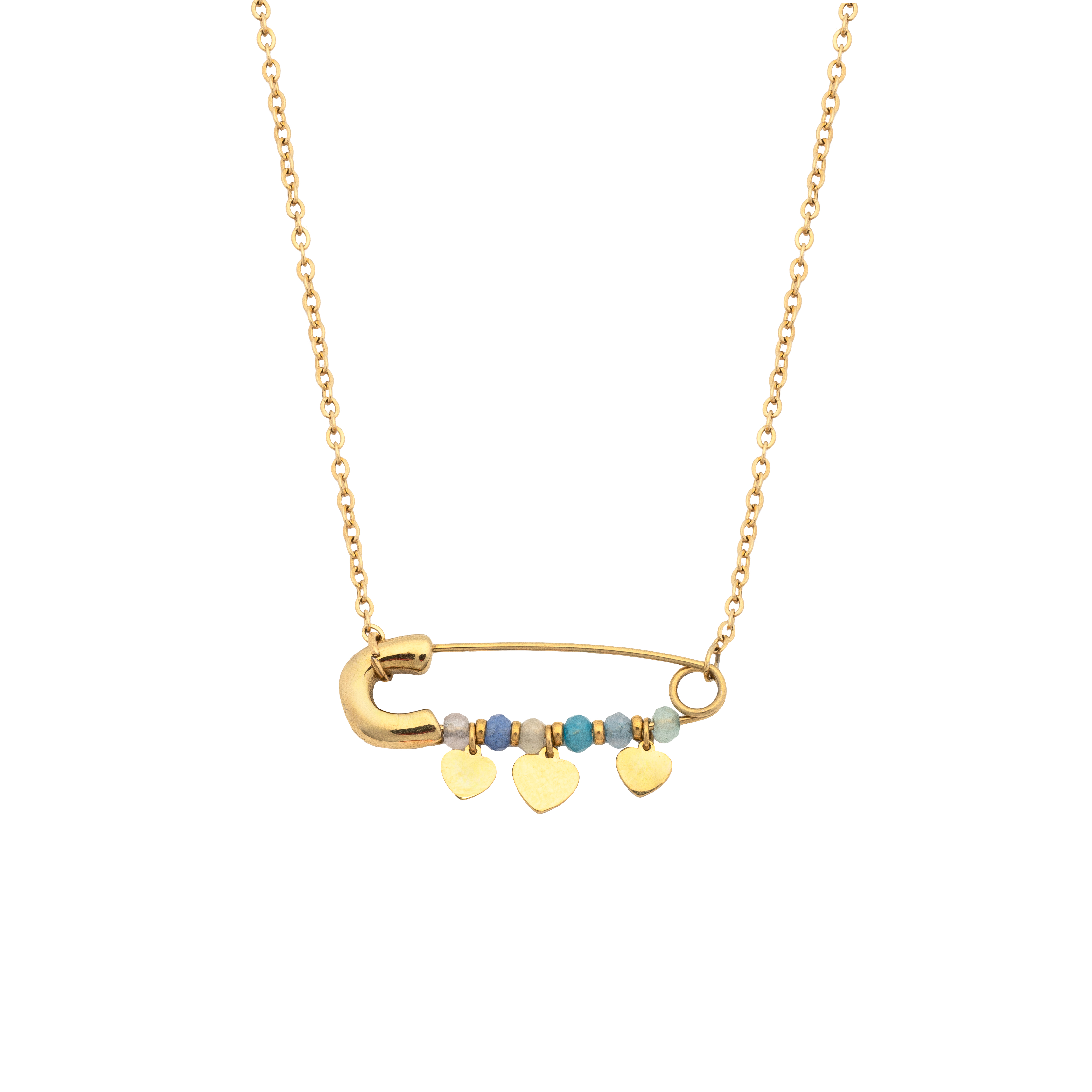 Picture of gold safety pin heart necklace