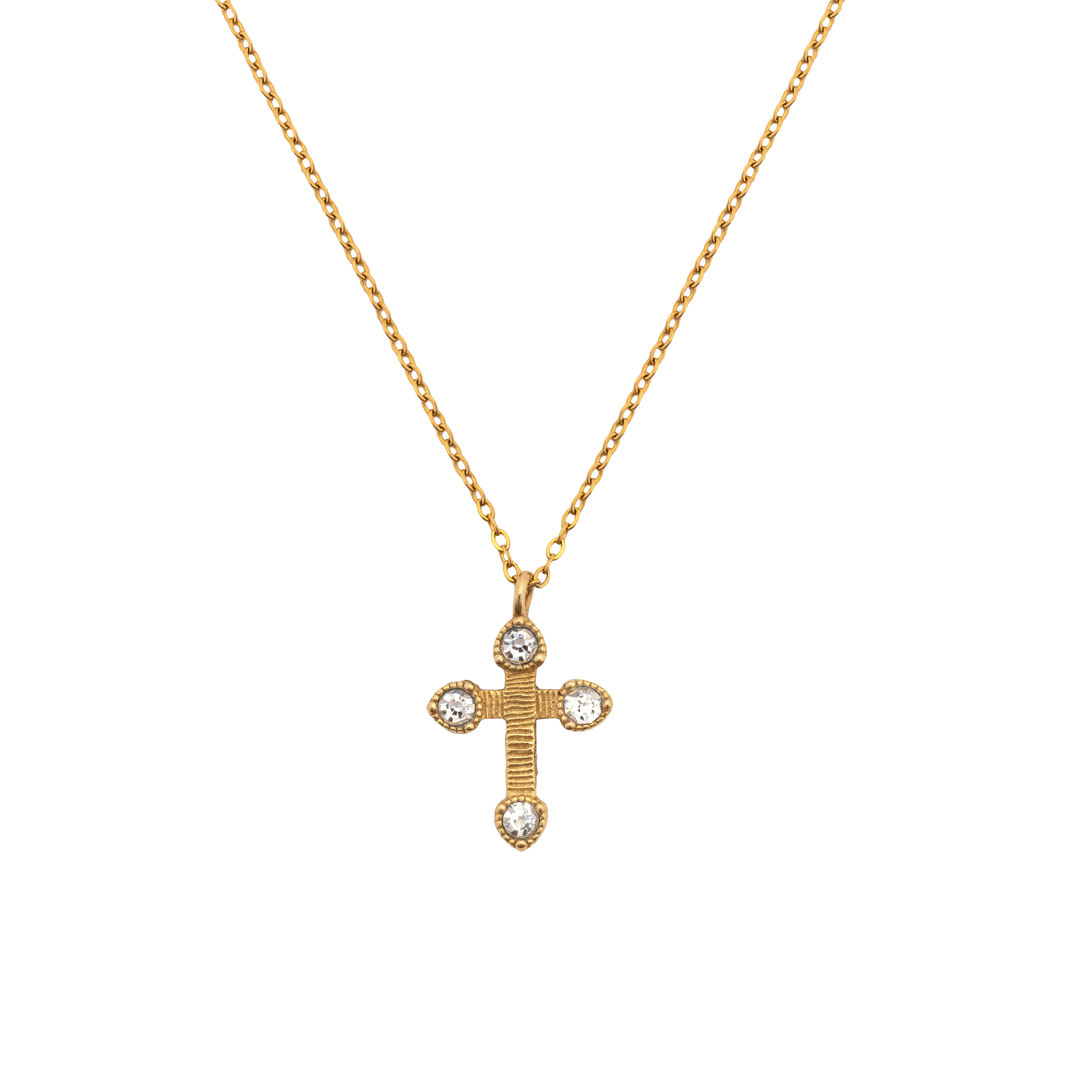 Picture of gold four cz cross necklace