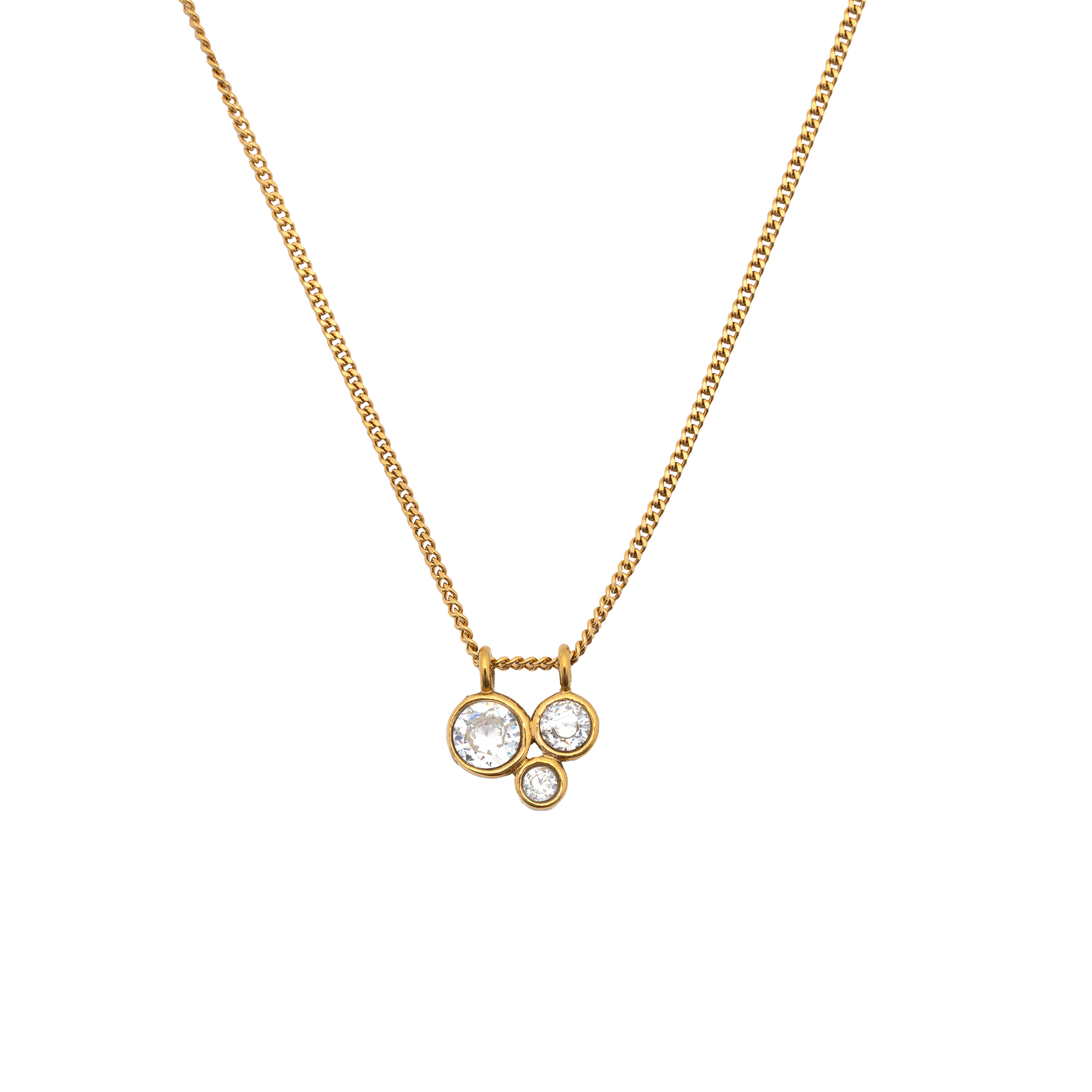 Picture of gold trio round cz necklace