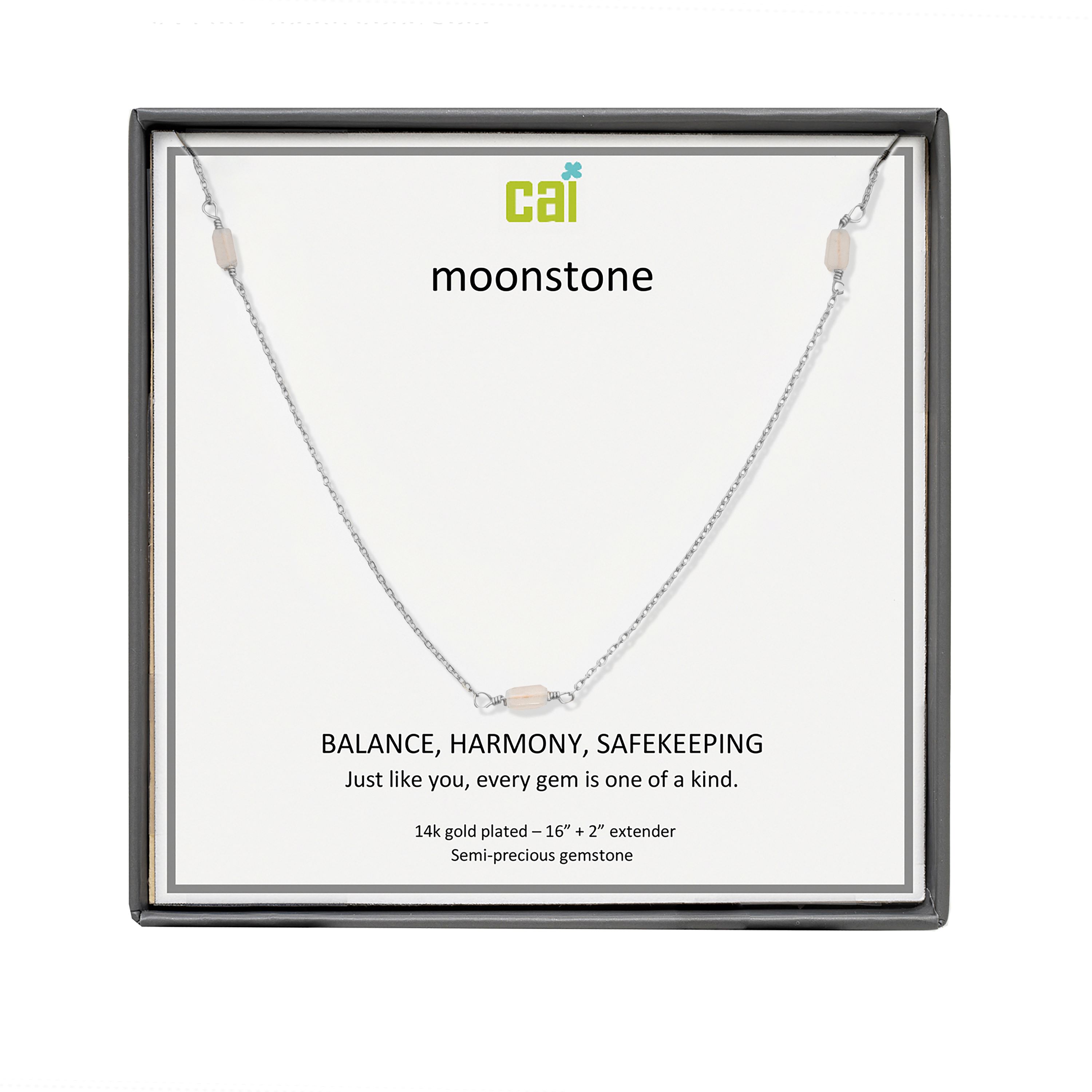 Picture of silver moonstone station bar gemstone necklace