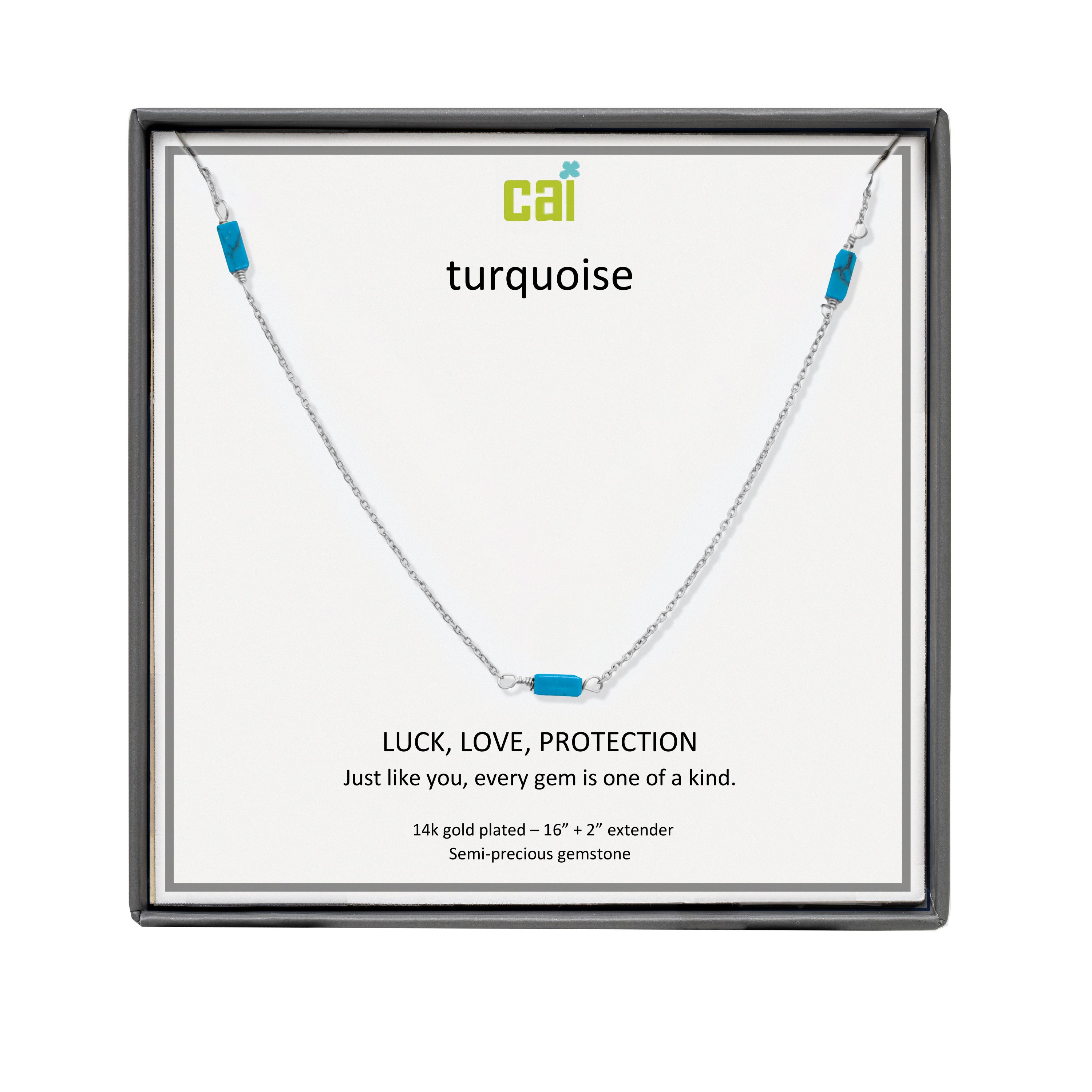 Picture of silver turquoise station bar gemstone necklace