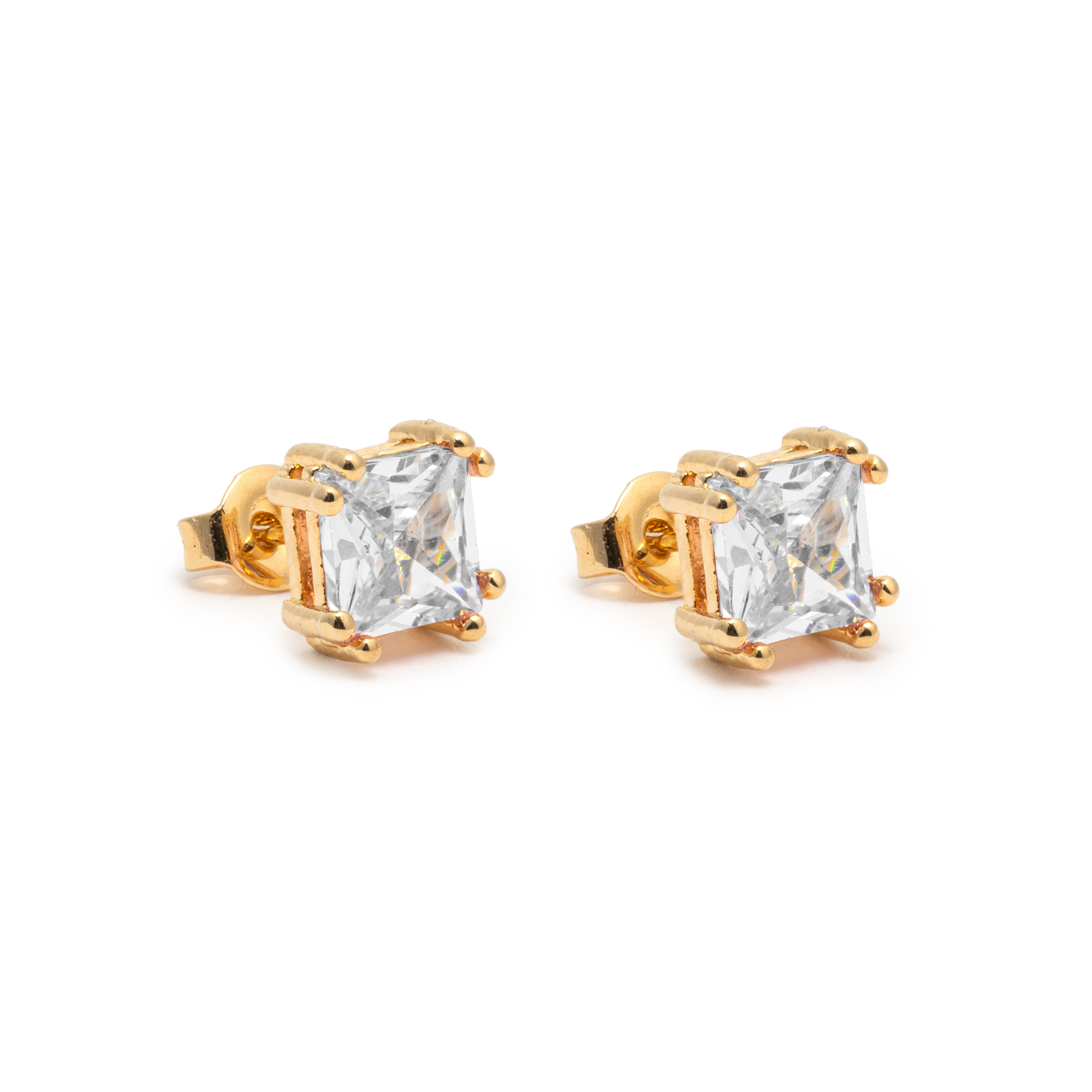 Picture of gold white cz dainty charm stud earrings