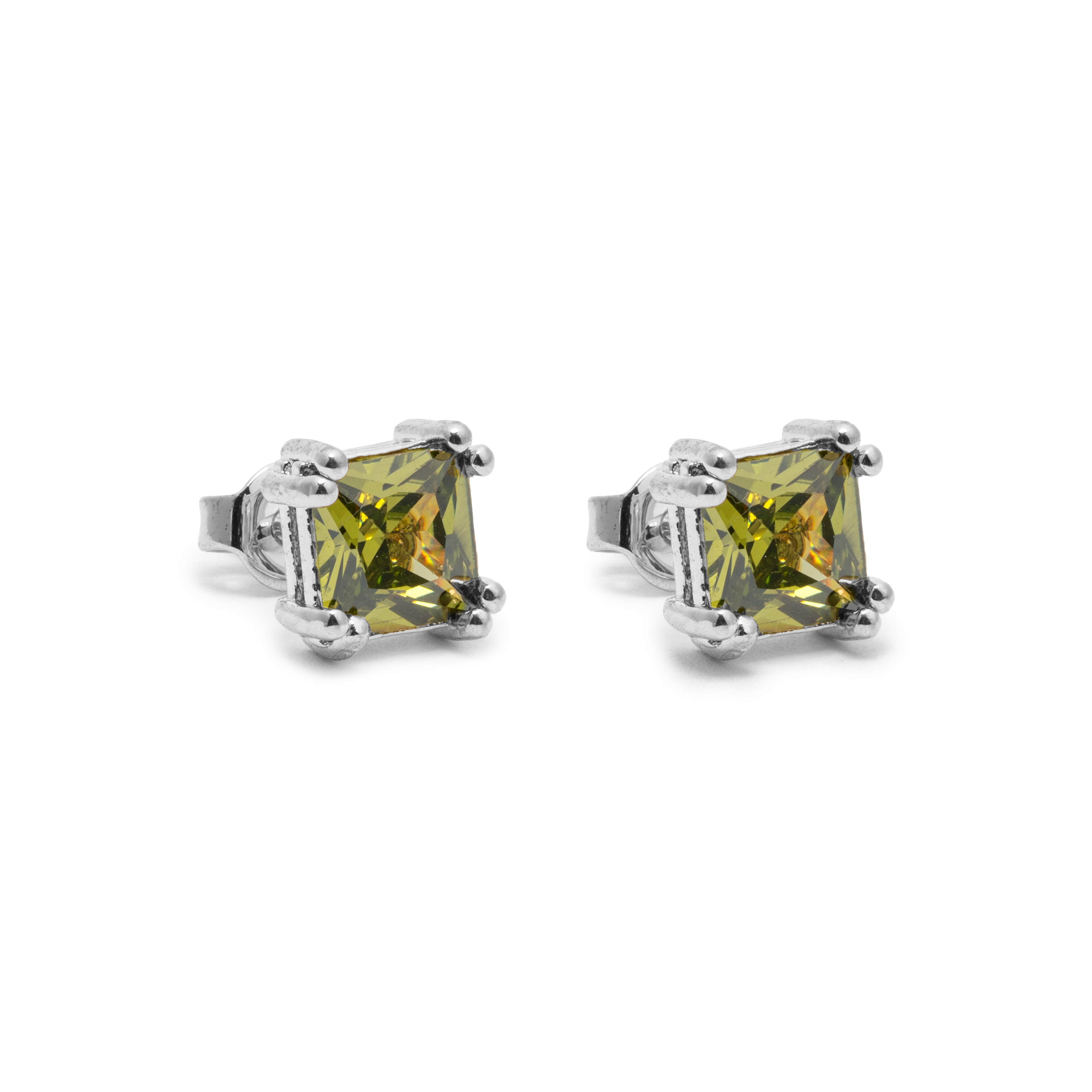 Picture of silver olive cz dainty charm stud earrings