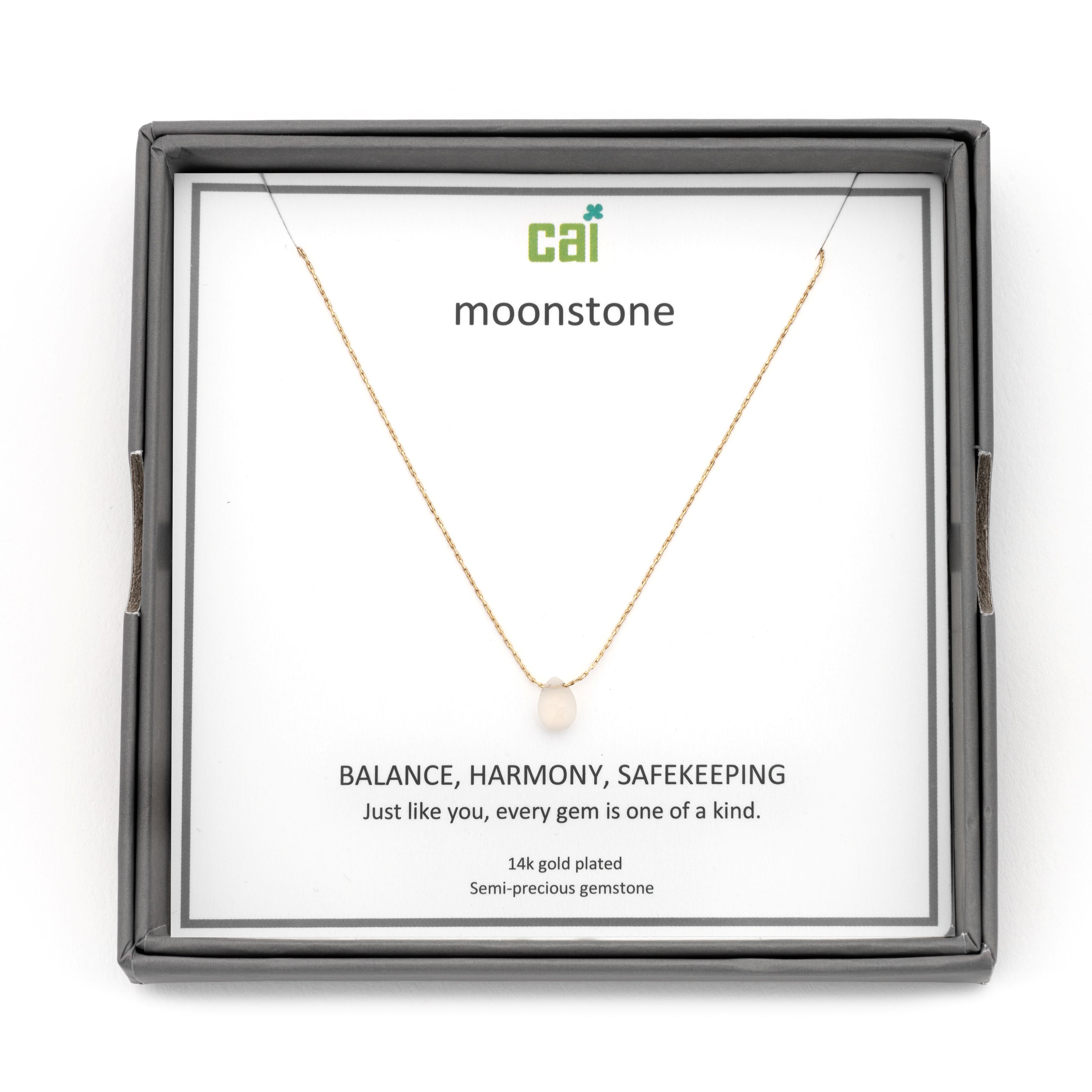 Picture of gold simple raindrop moonstone gemstone necklace