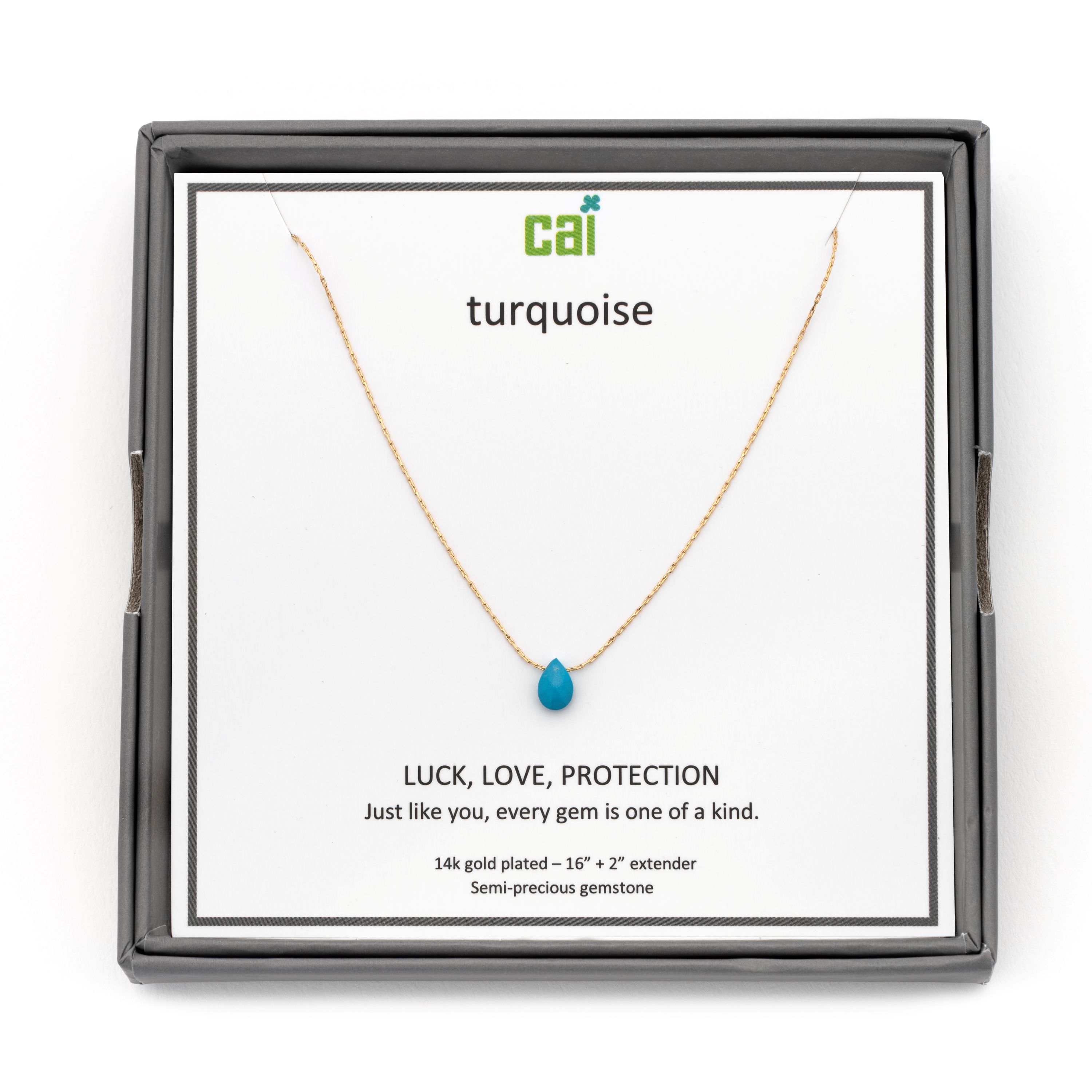 Picture of gold simple raindrop turquoise gemstone necklace