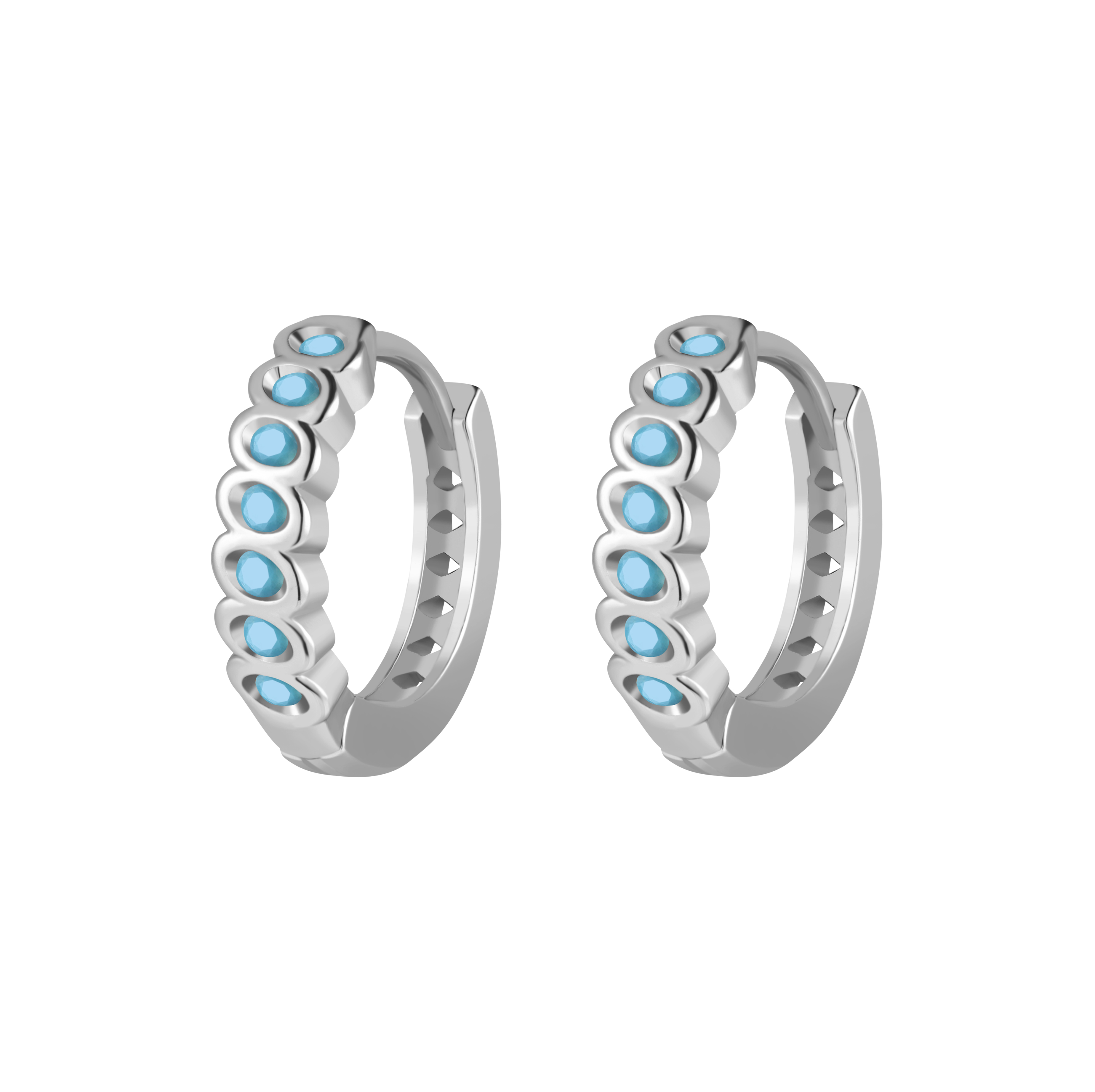 Picture of silver twisted link turquoise stone huggie hoop ea