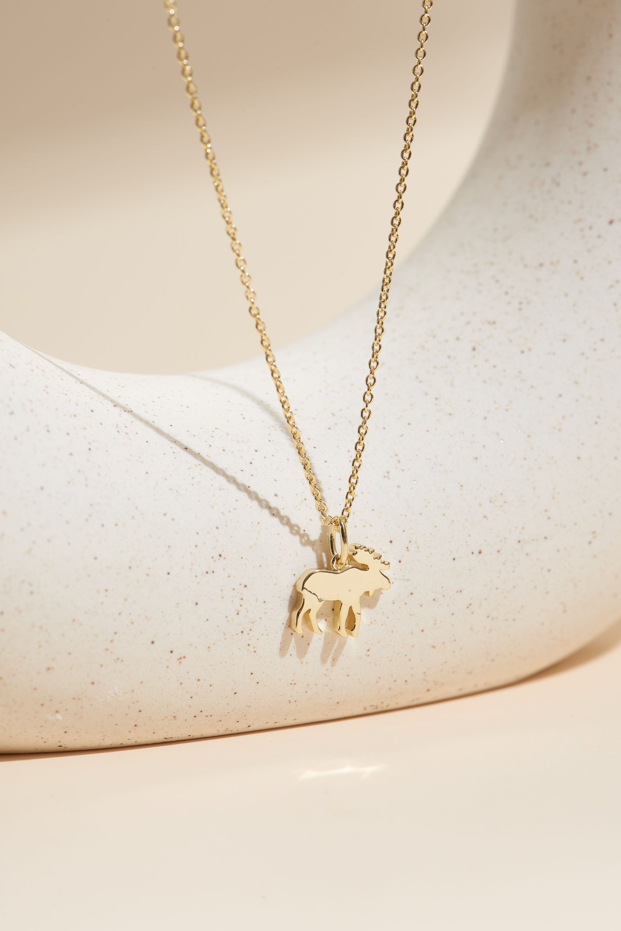Picture of gold wish and wonder moose necklace
