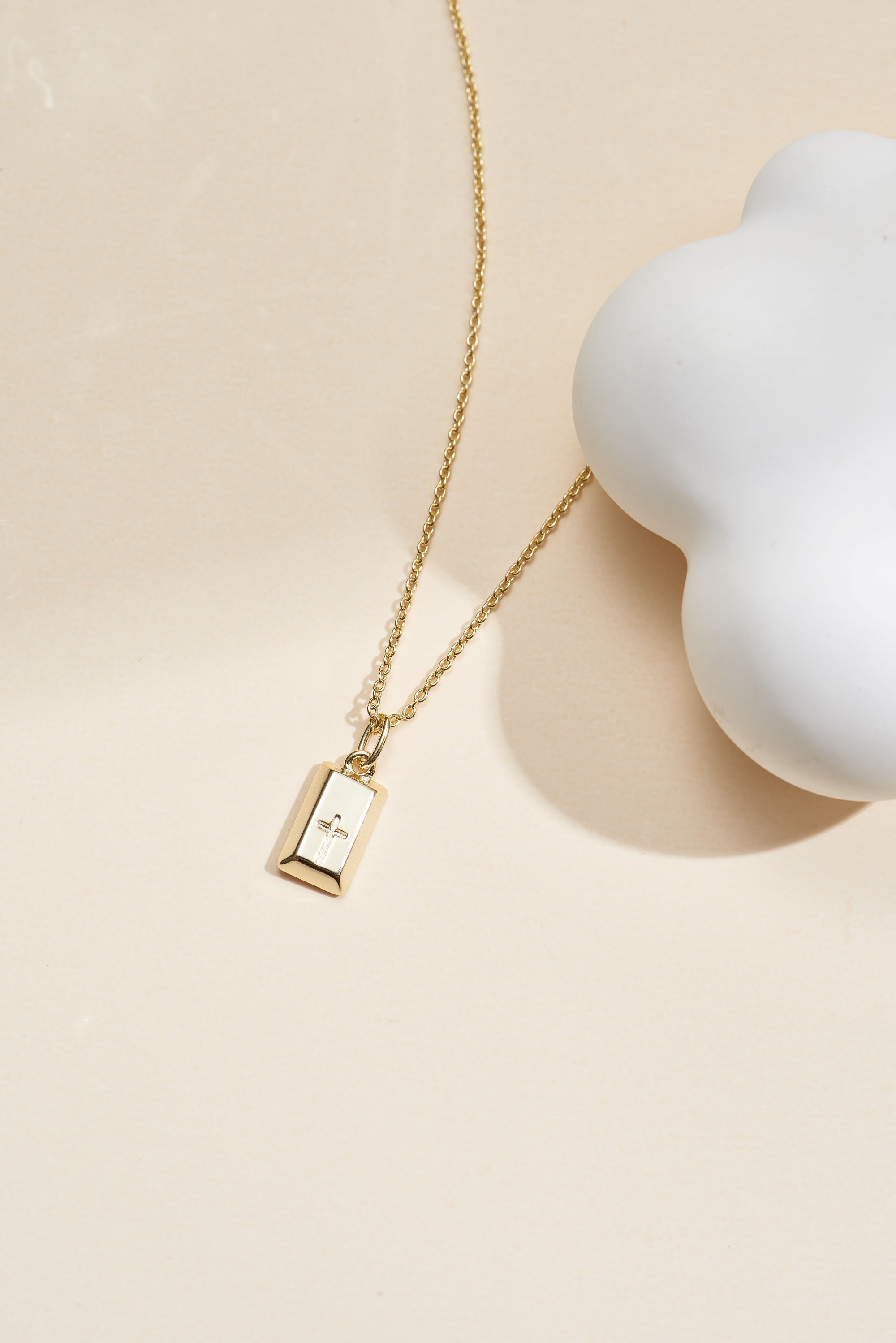 Picture of gold wish and wonder mini tag cross necklace