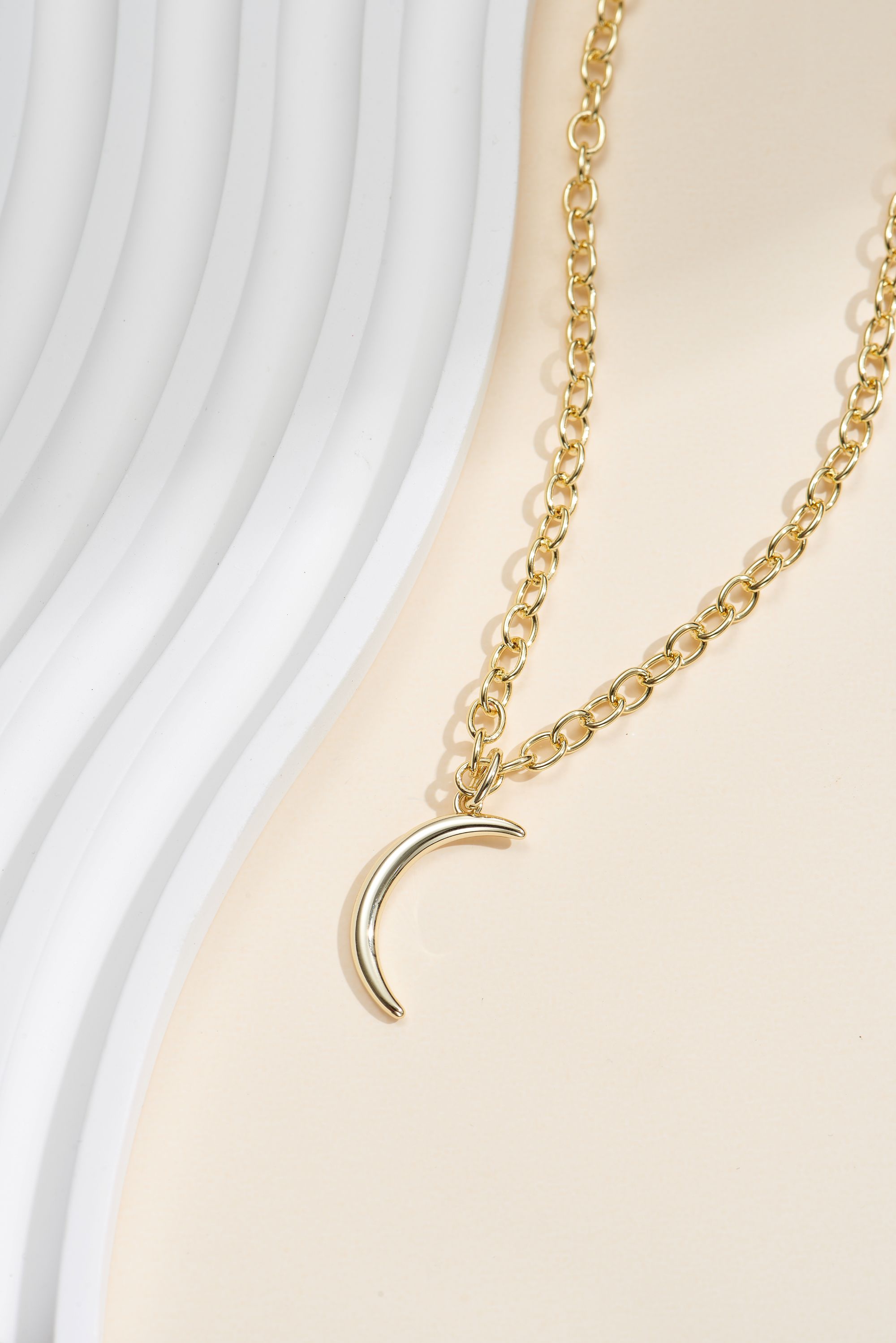 Picture of gold wish and wonder large crescent moon necklace