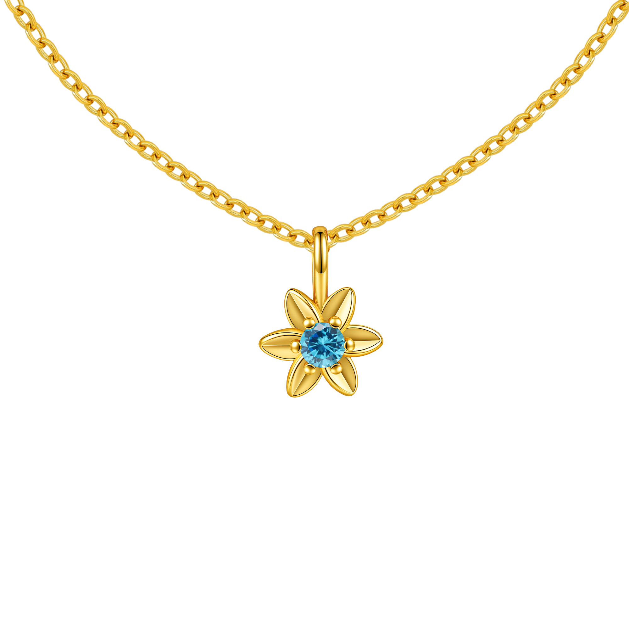 Picture of gold birth bloom daffodil-aquamarine birthstone ne