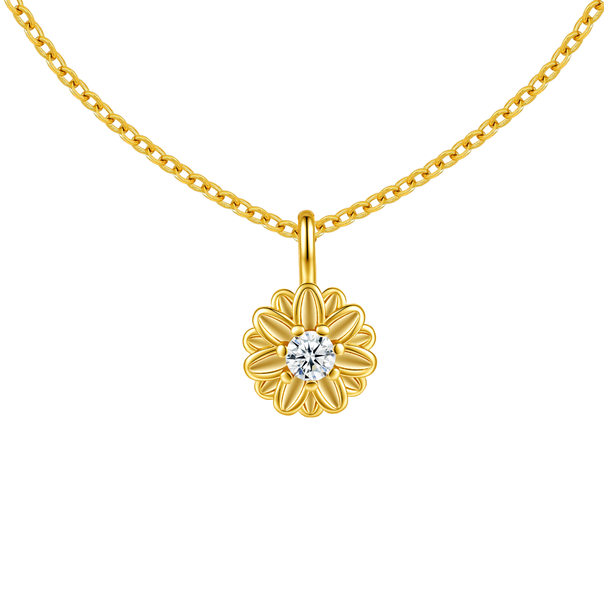 Picture of gold birth bloom daisy-crystal birthstone necklace