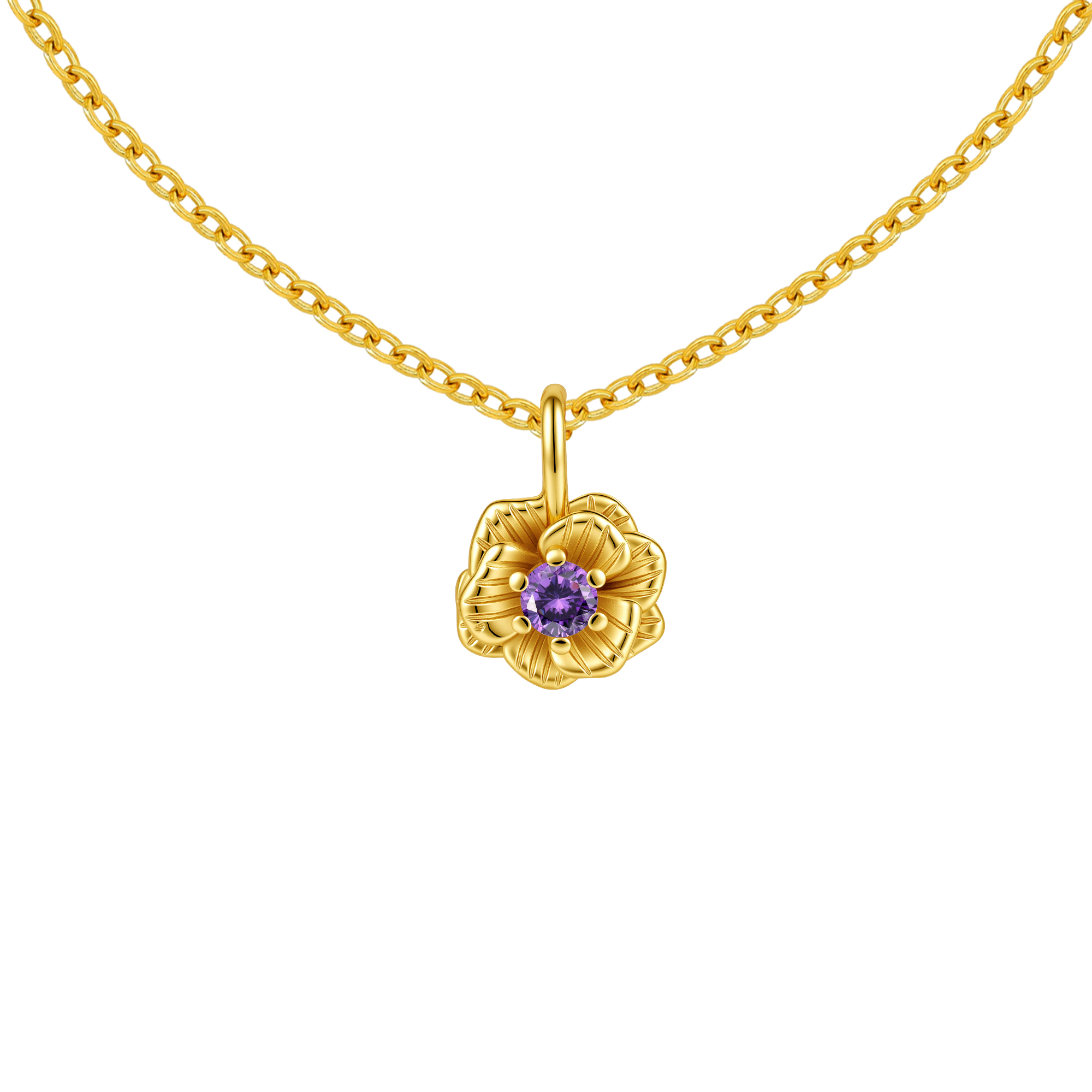 Picture of gold birth bloom rose-light amethyst birthstone ne
