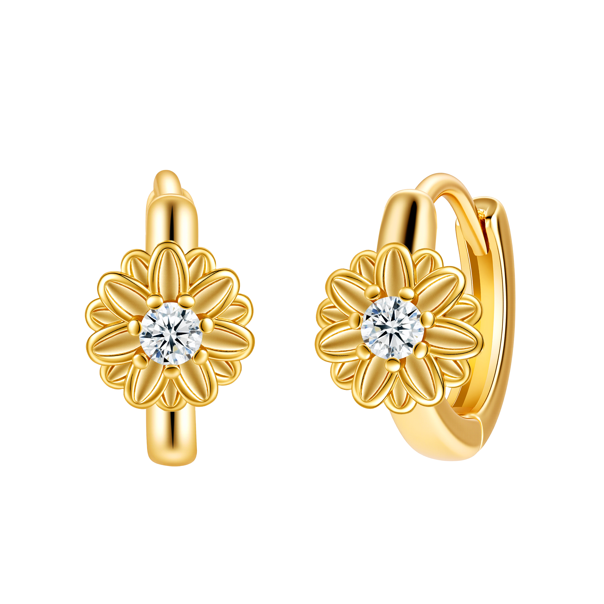 Picture of gold birth bloom daisy-crystal birthstone earring 