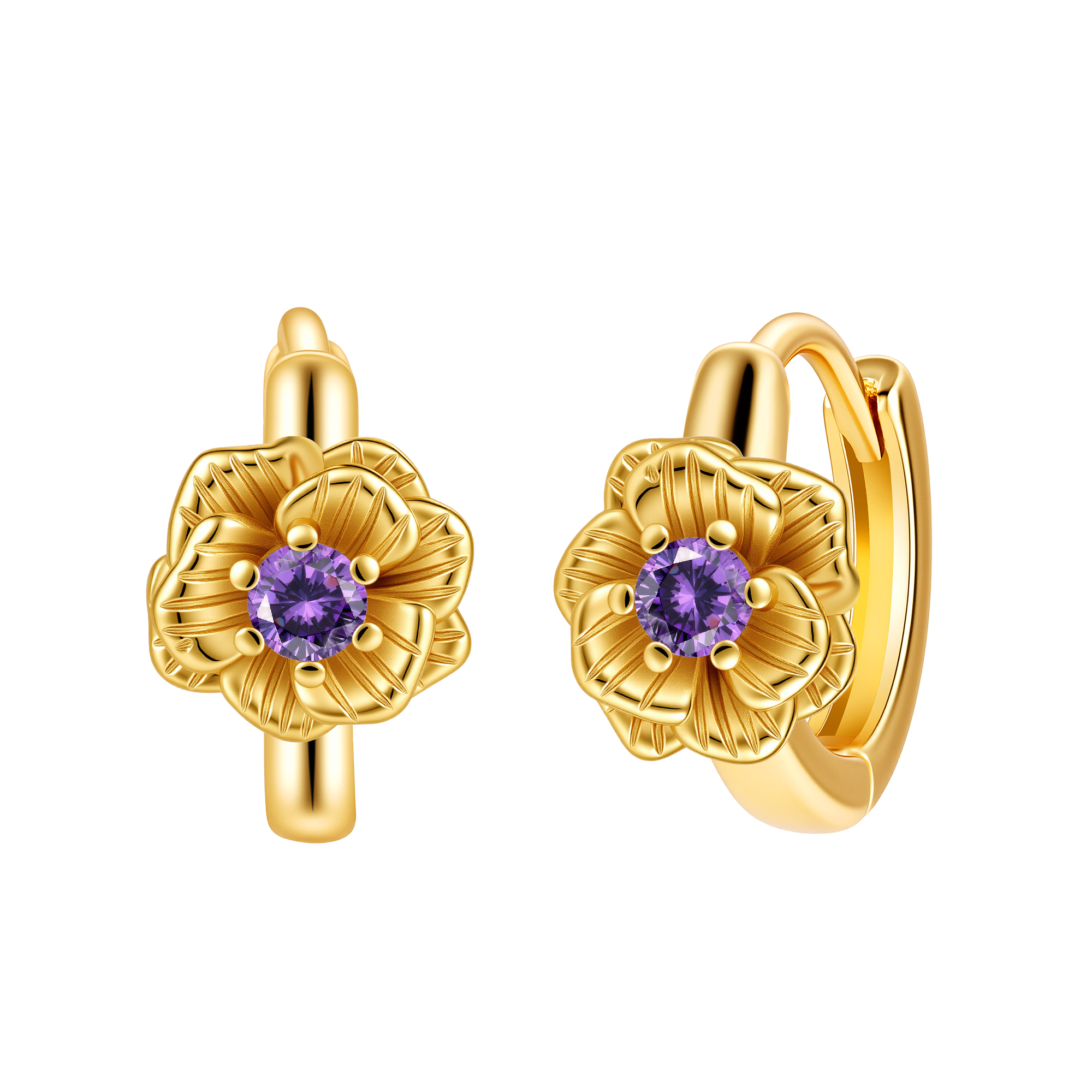 Picture of gold birth bloom rose-light amethyst birthstone ea
