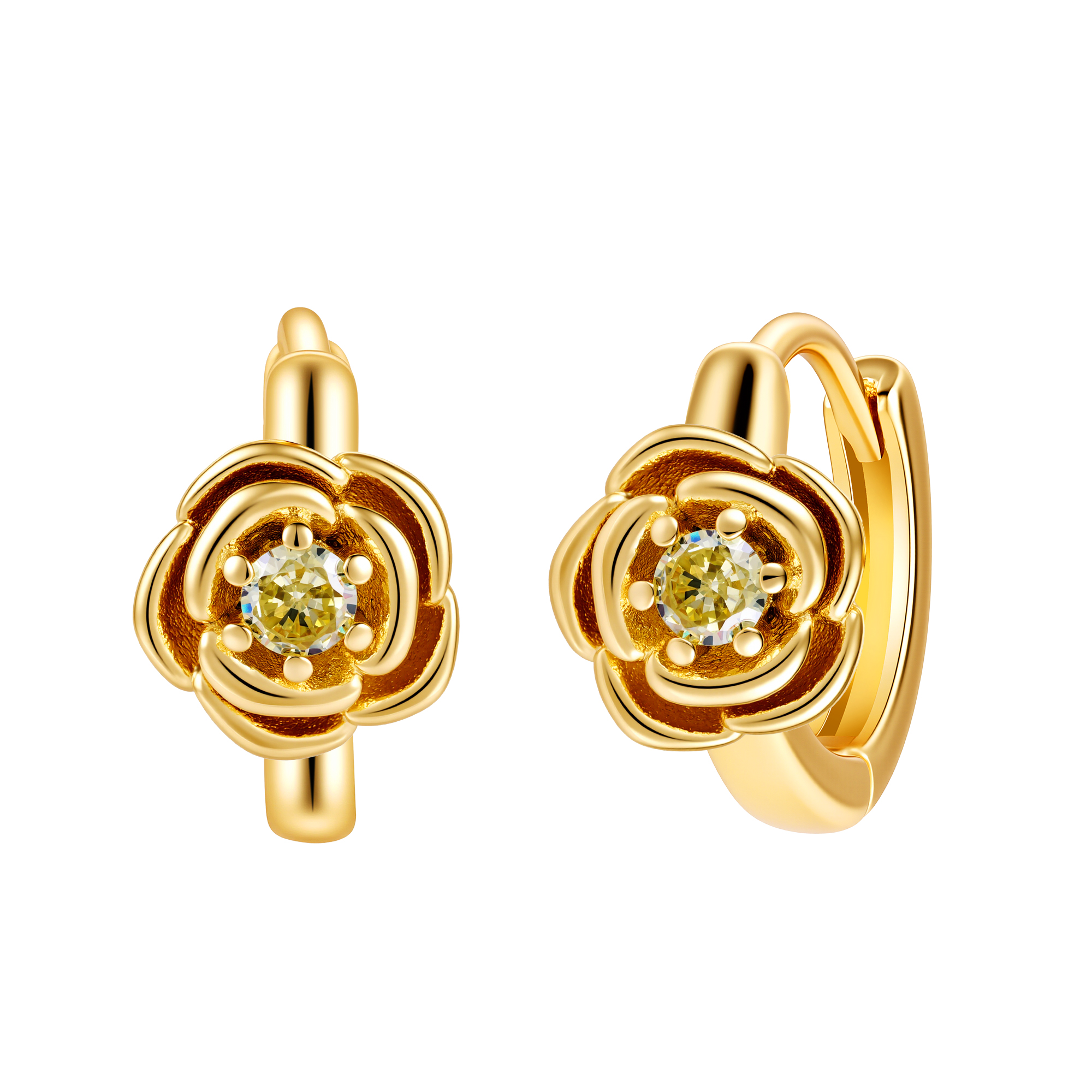 Picture of gold birth bloom poppy-peridot birthstone earring 