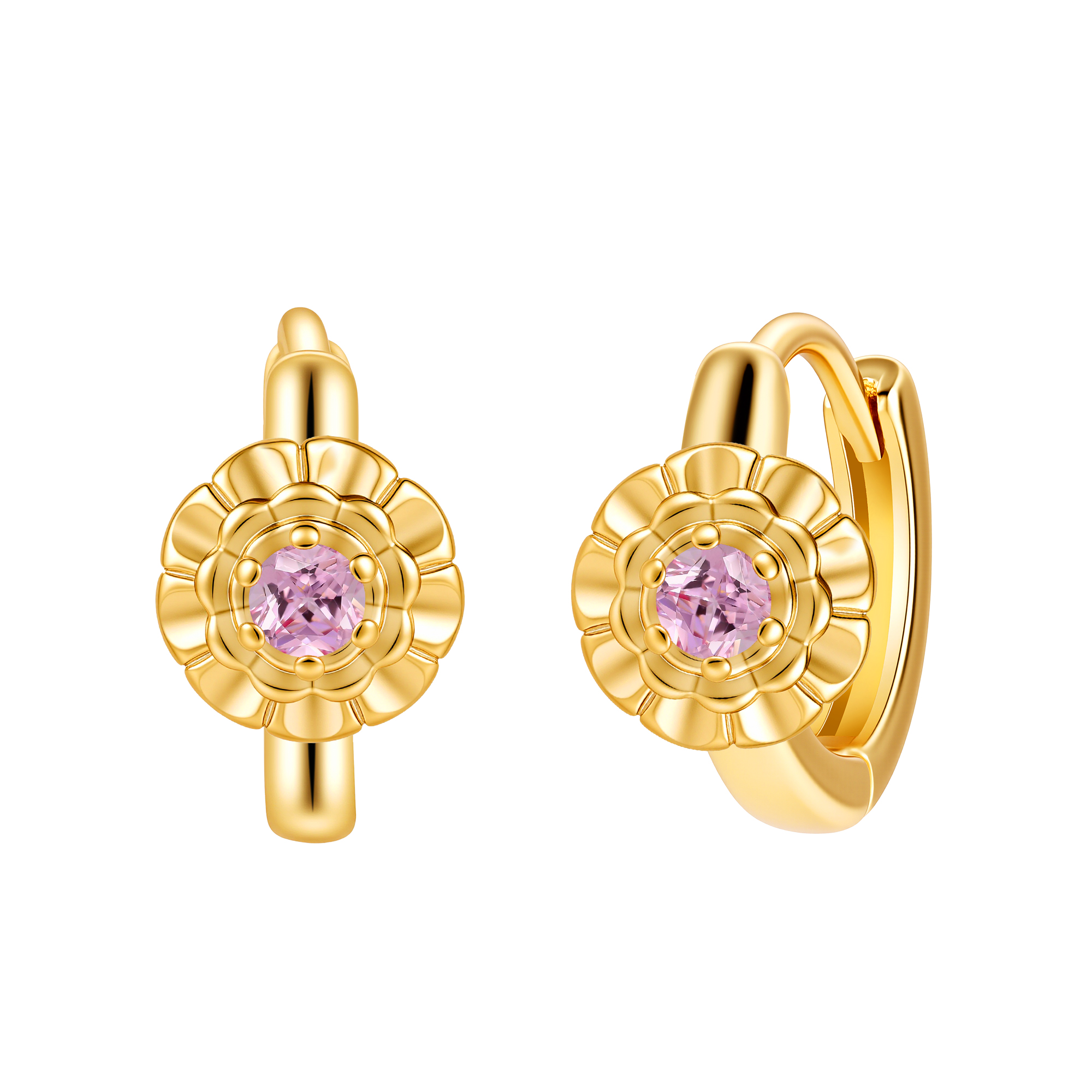 Picture of gold birth bloom marigold-rose birthstone earring 