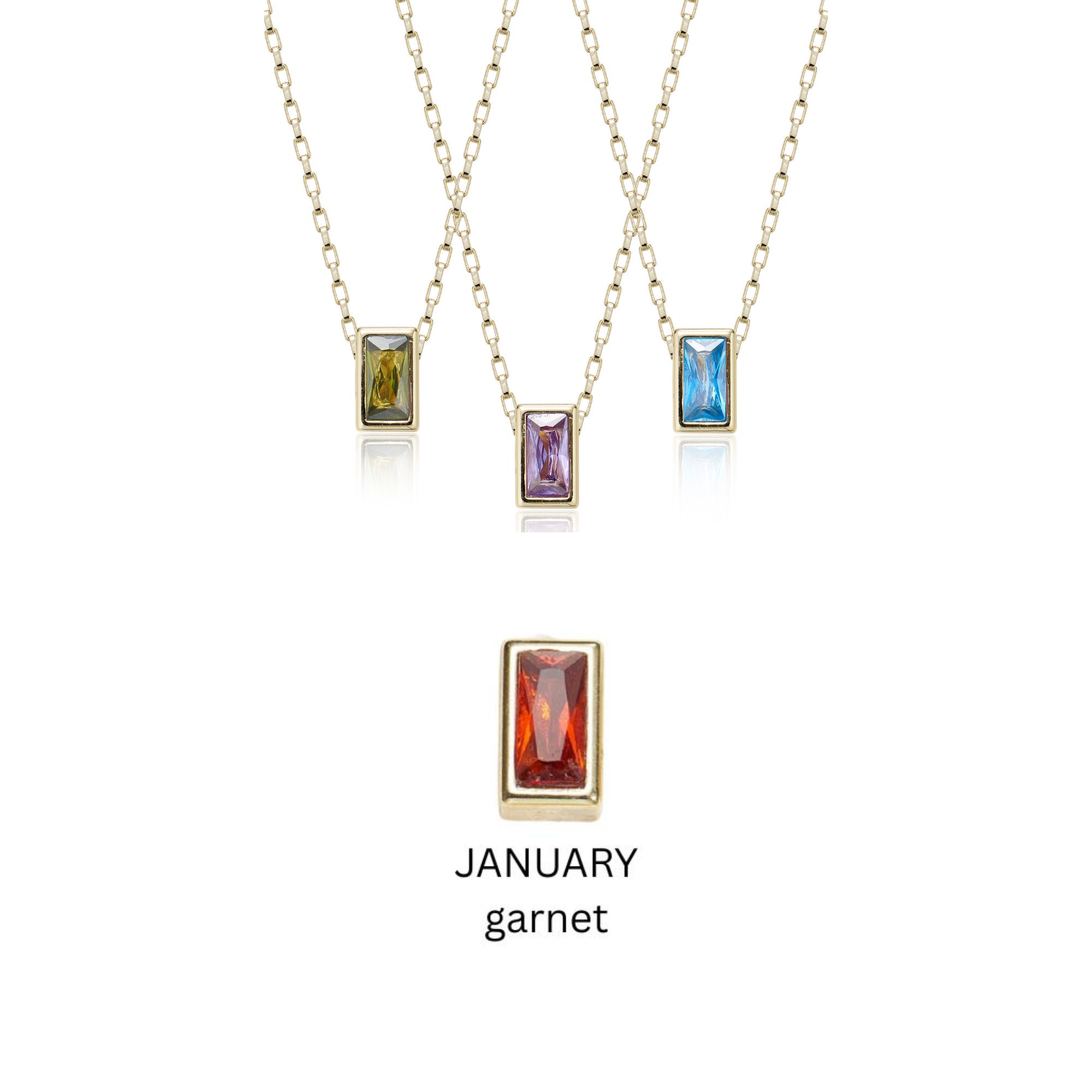 Picture of gold garnet classic bar birthstone necklace - Janu
