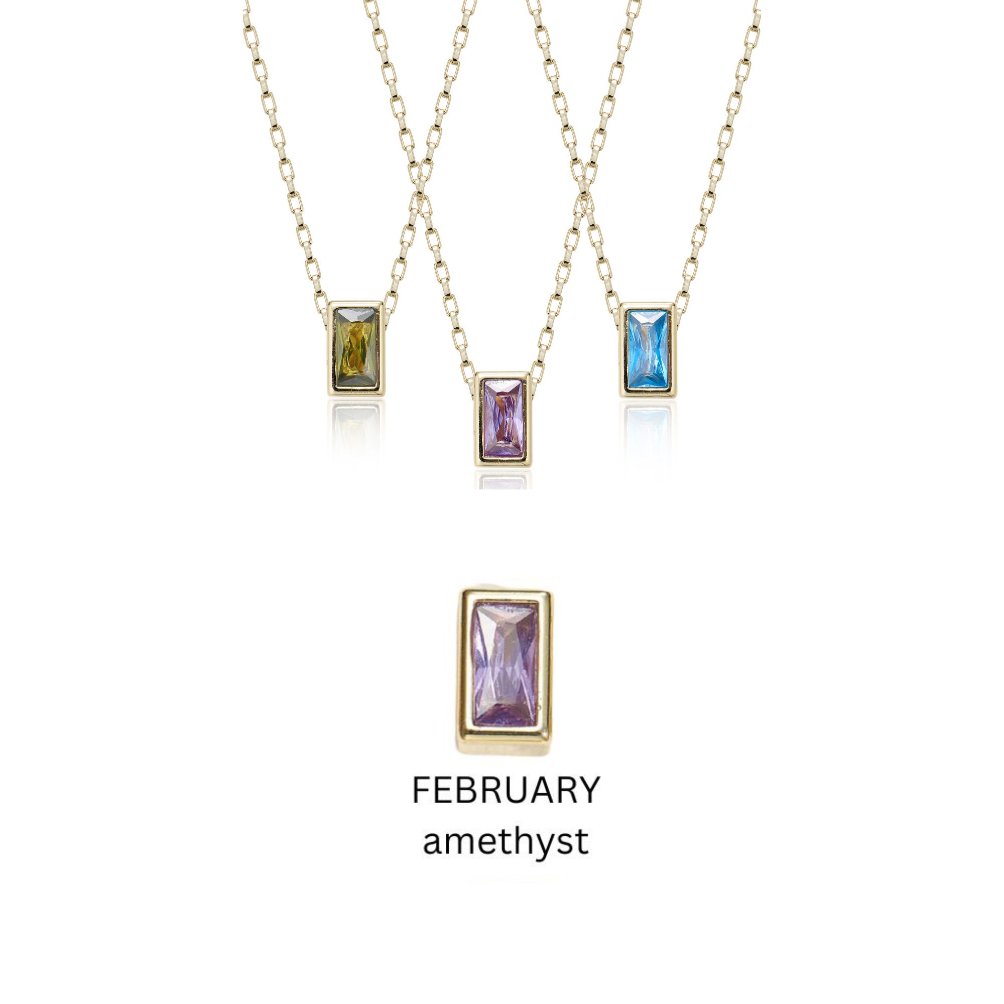 Picture of gold amethyst classic bar birthstone necklace - Fe