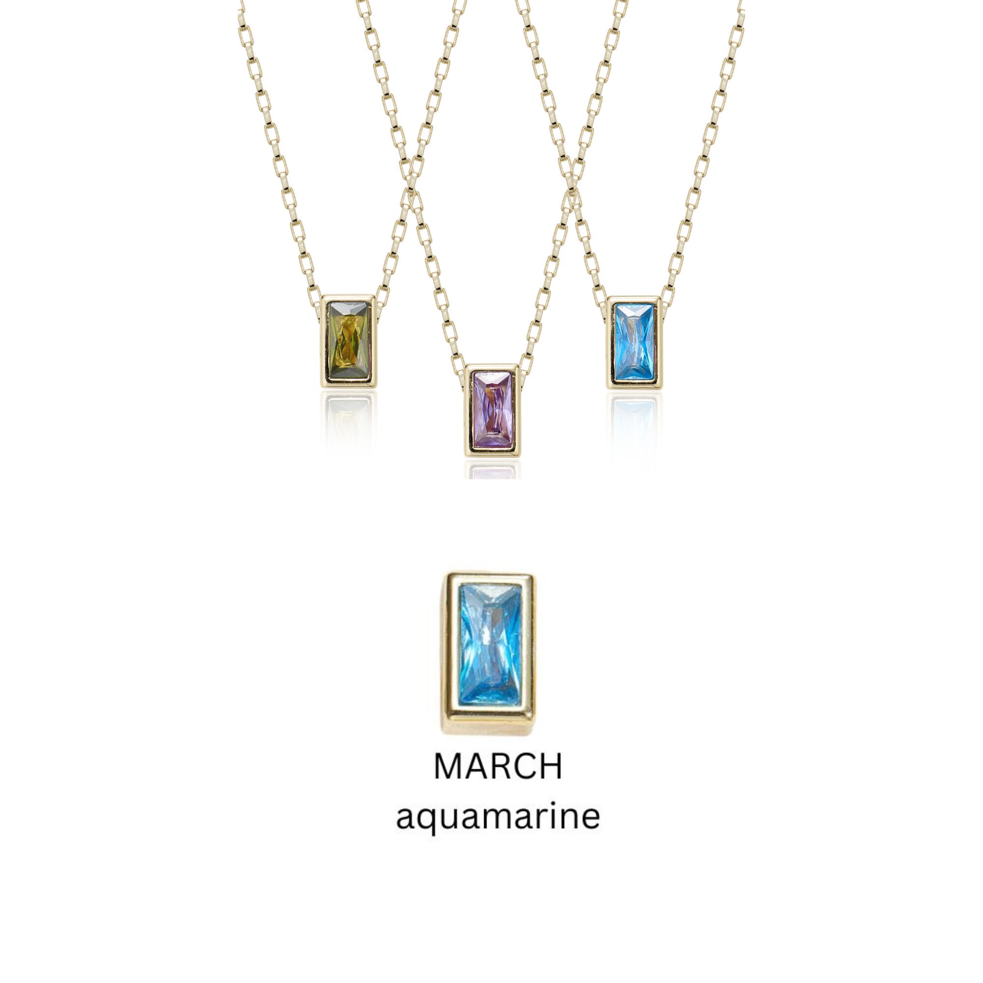 Picture of gold aquamarine classic bar birthstone necklace - 