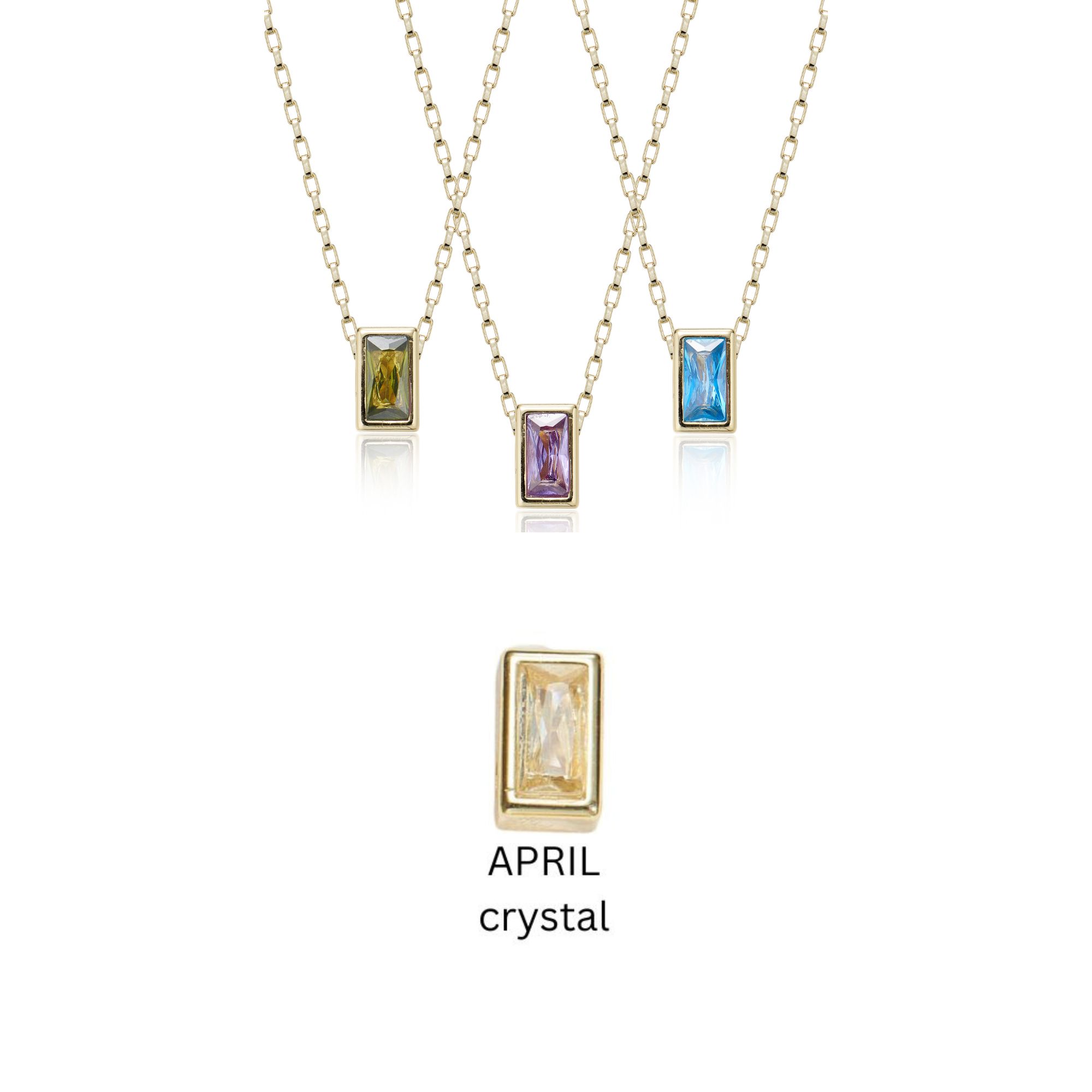 Picture of gold crystal classic bar birthstone necklace - Apr