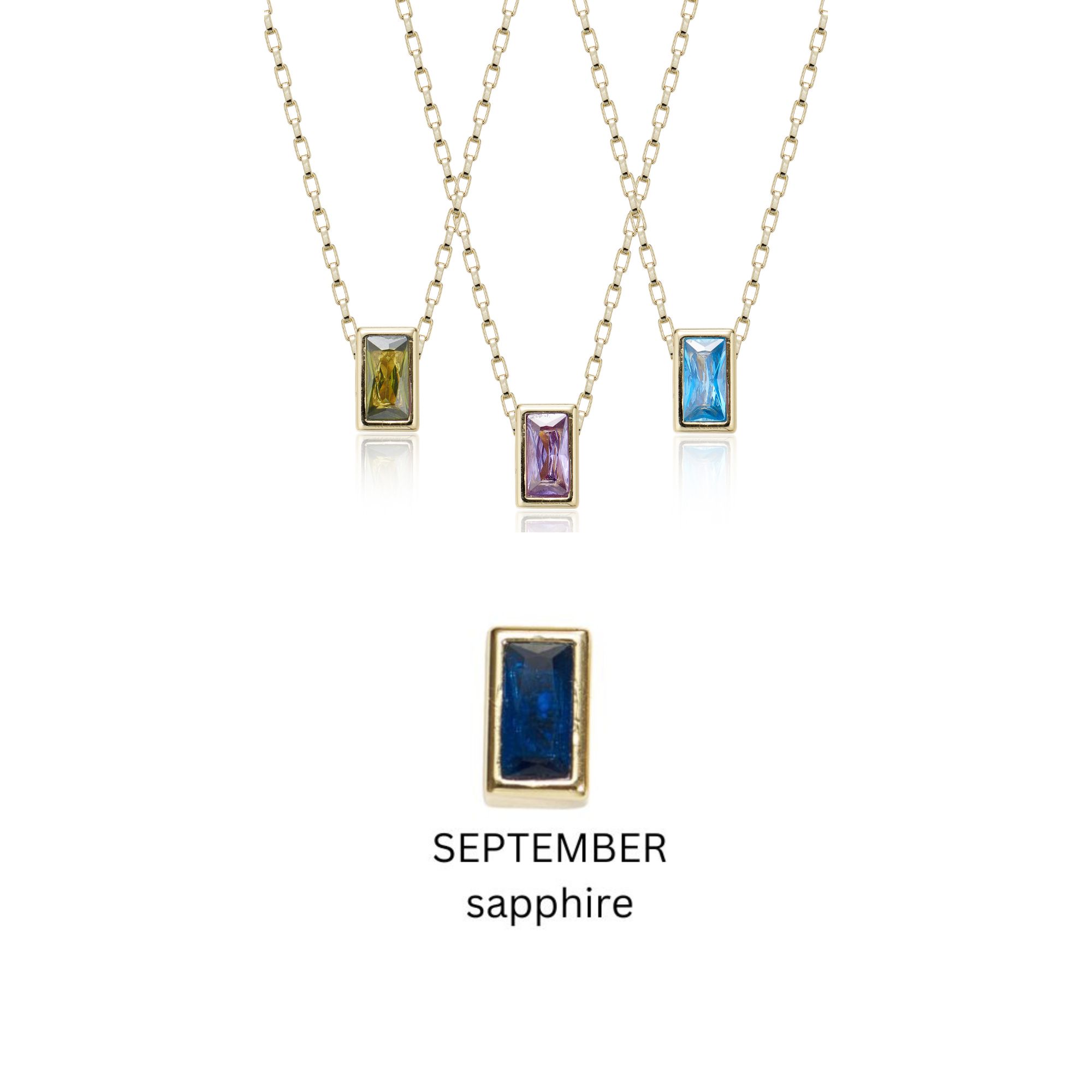 Picture of gold sapphire classic bar birthstone necklace - Sa