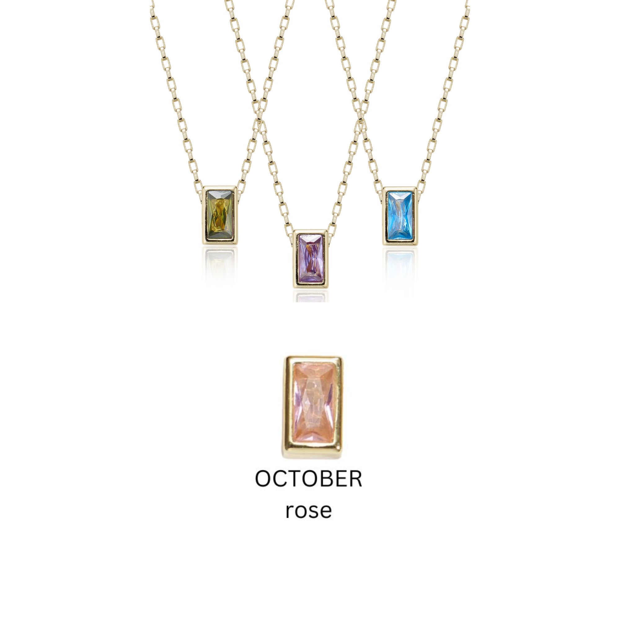 Picture of gold rose classic bar birthstone necklace - Octobe