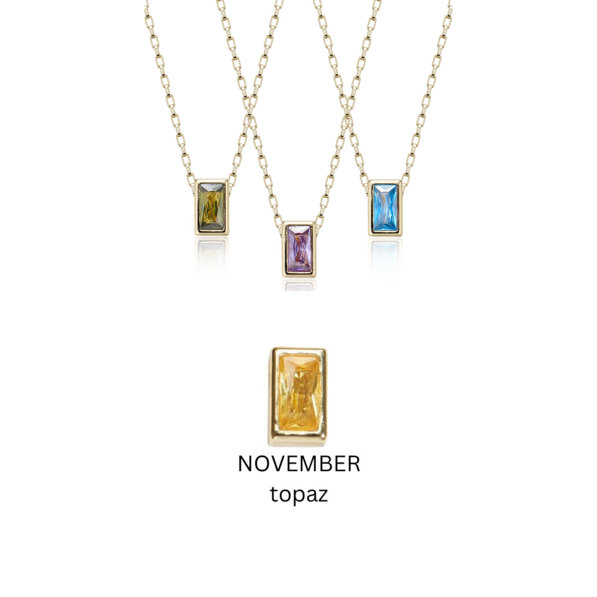 Picture of gold topaz classic bar birthstone necklace - Novem
