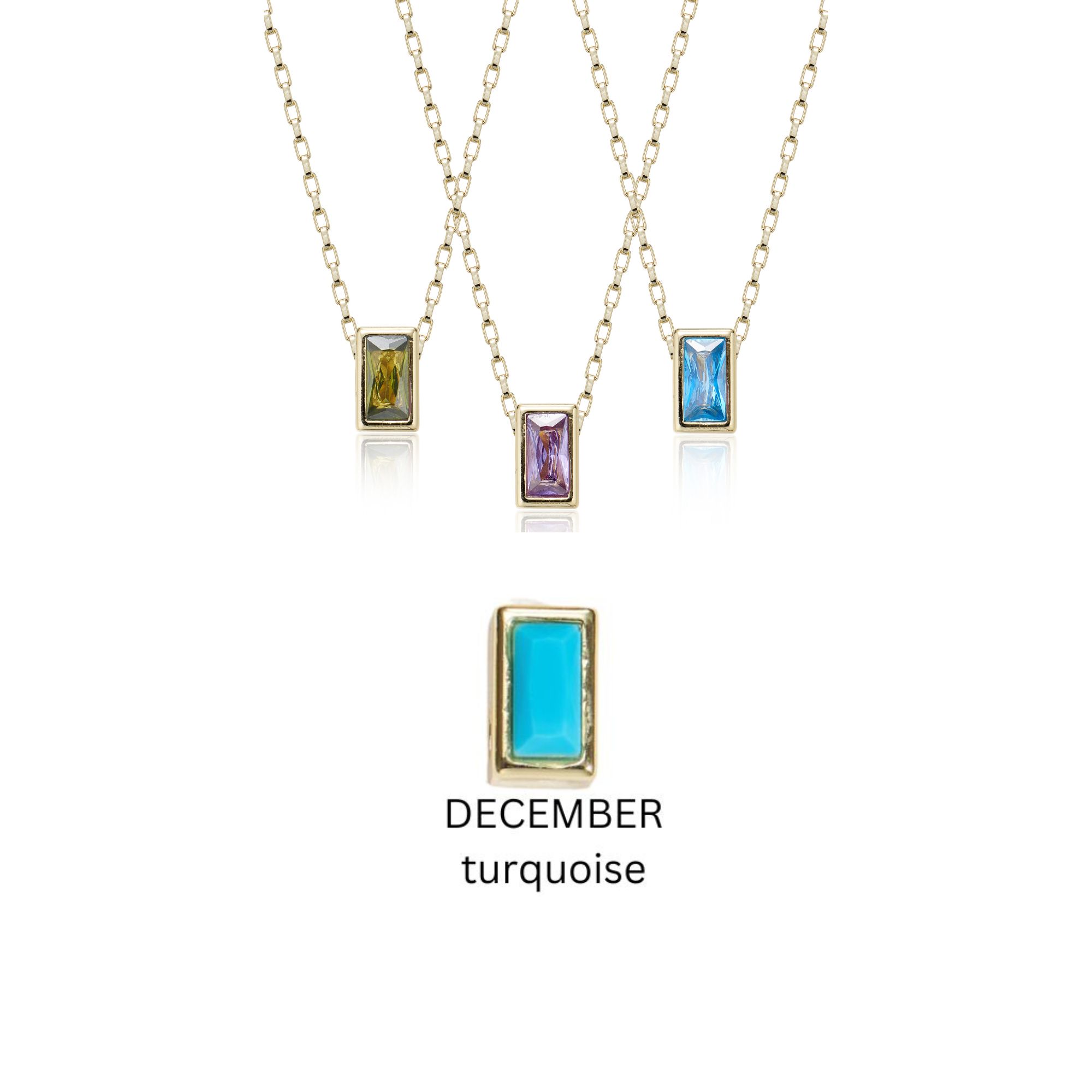 Picture of gold turquoise classic bar birthstone necklace - D