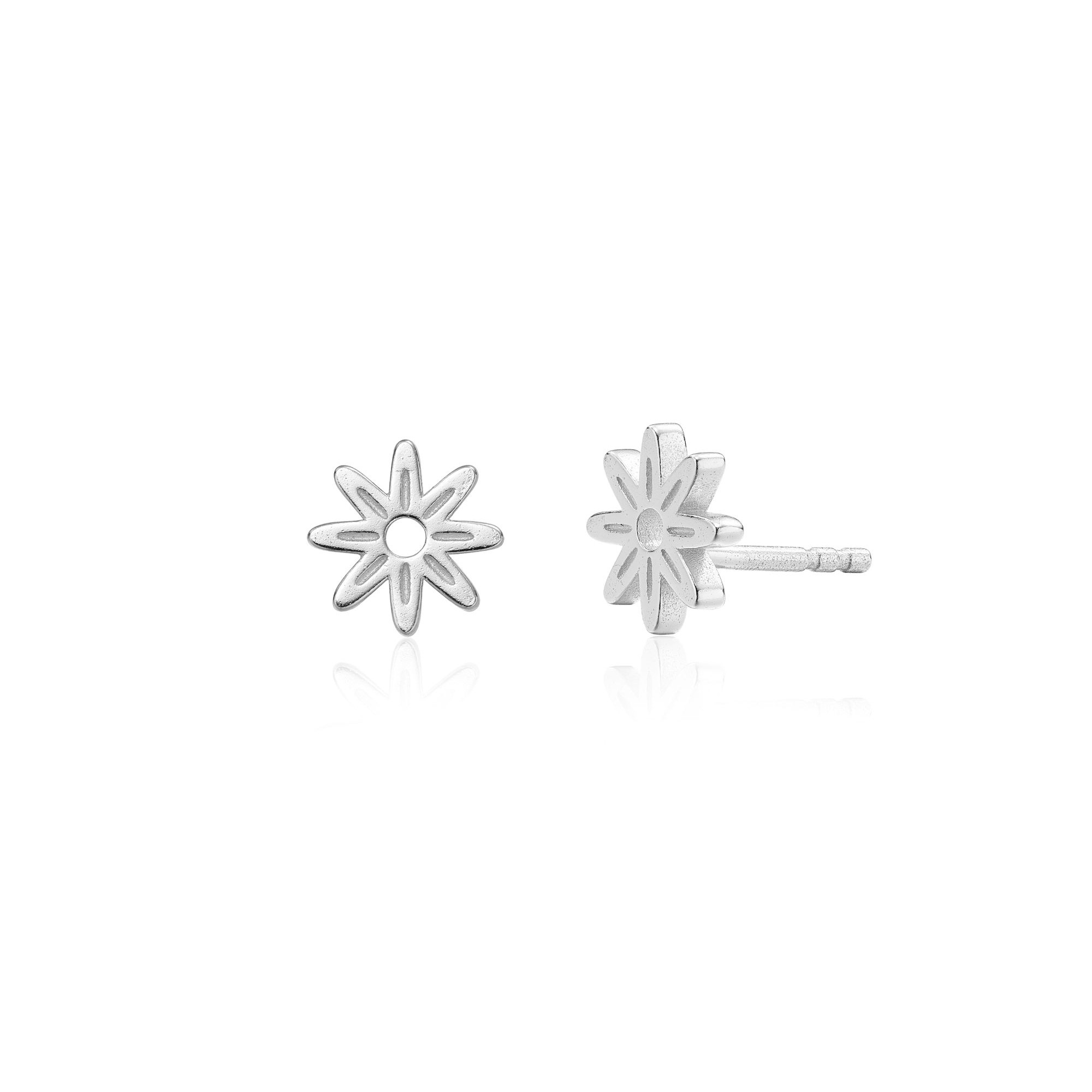 Picture of silver simple daisy dainty charm stud earrings