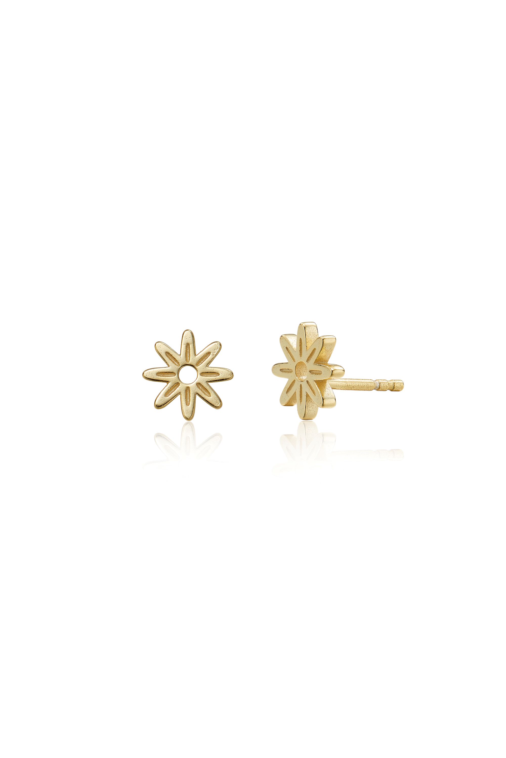 Picture of gold simple daisy dainty charm stud earrings