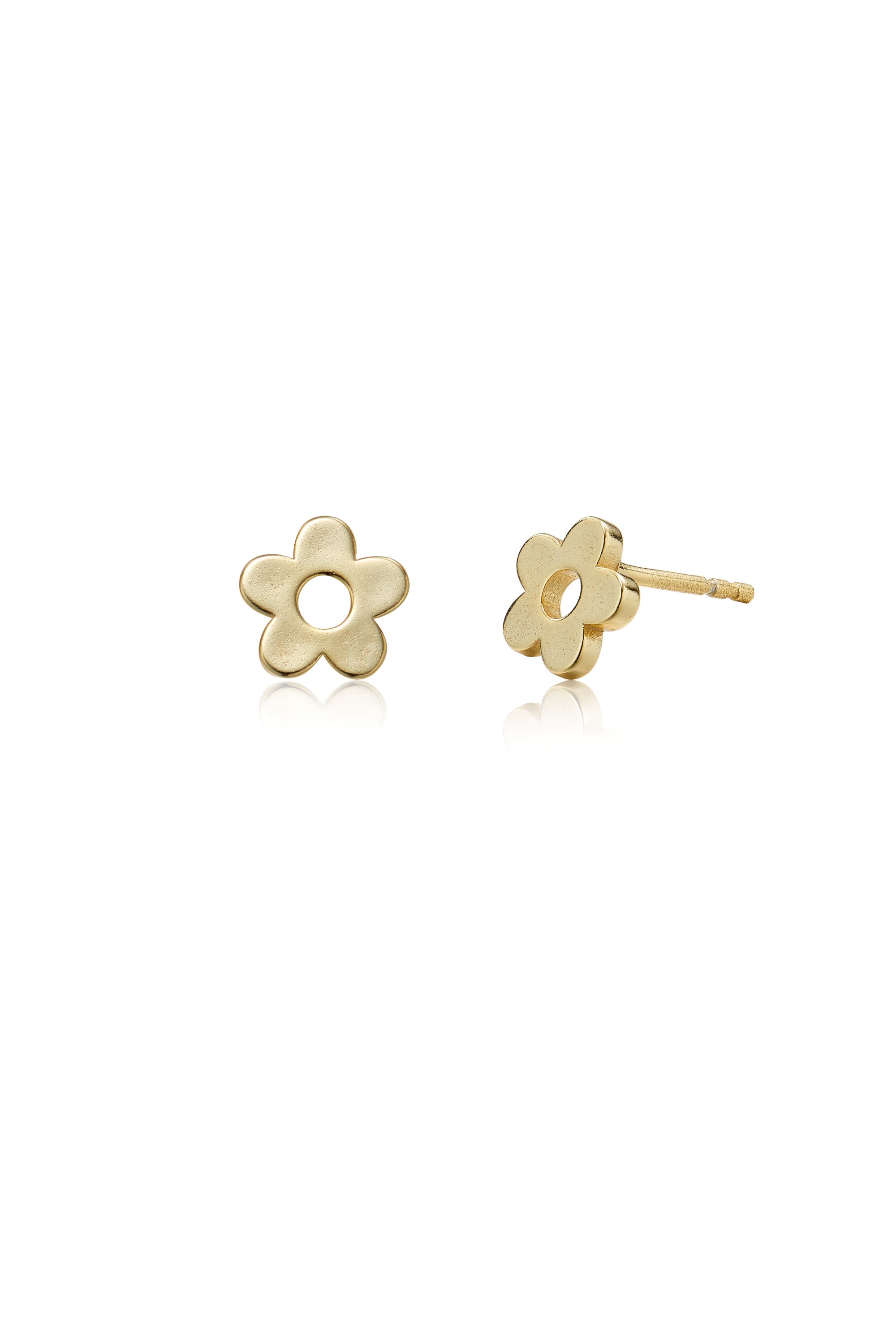 Picture of gold bloom dainty charm stud earrings