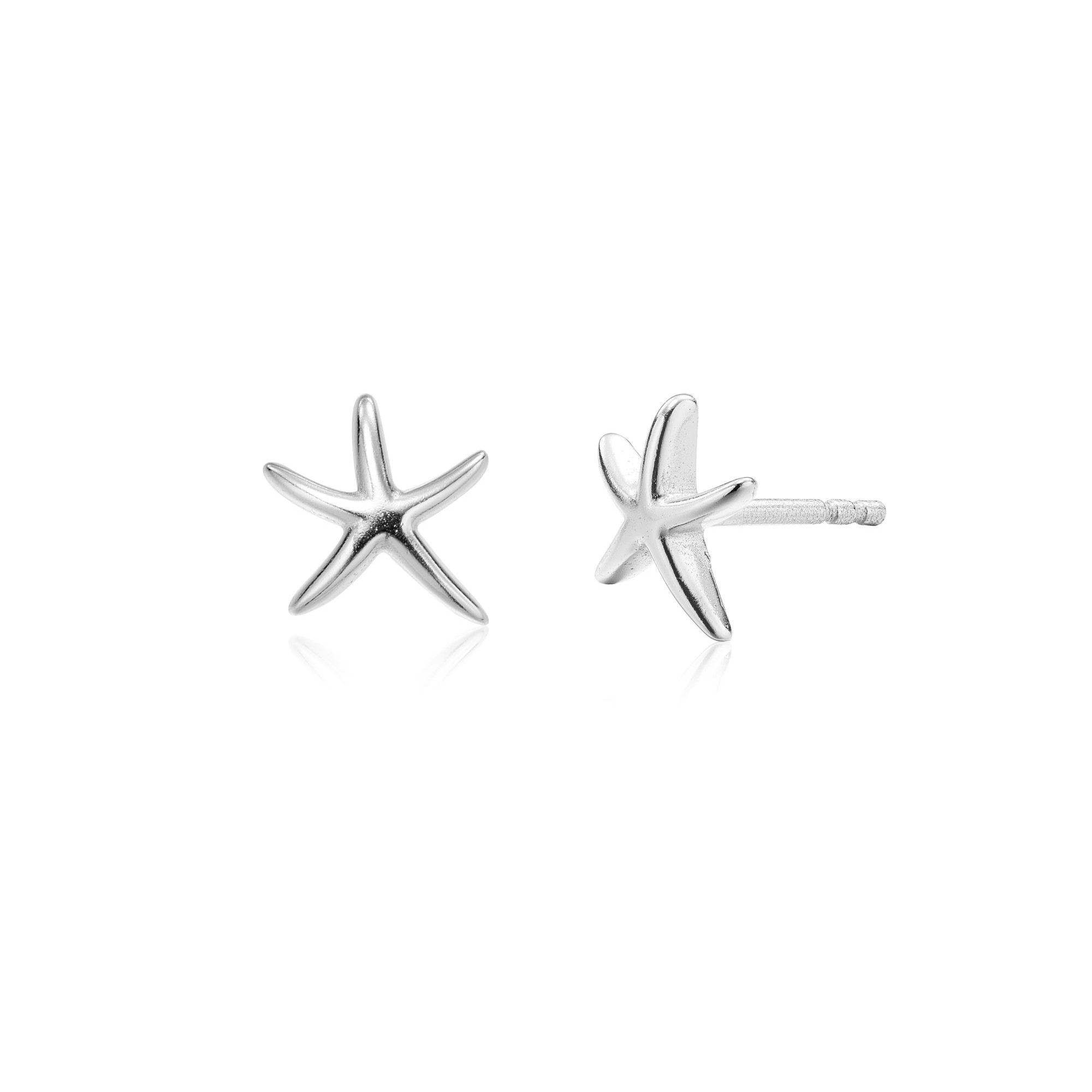 Picture of silver classic seastar dainty charm stud earrings
