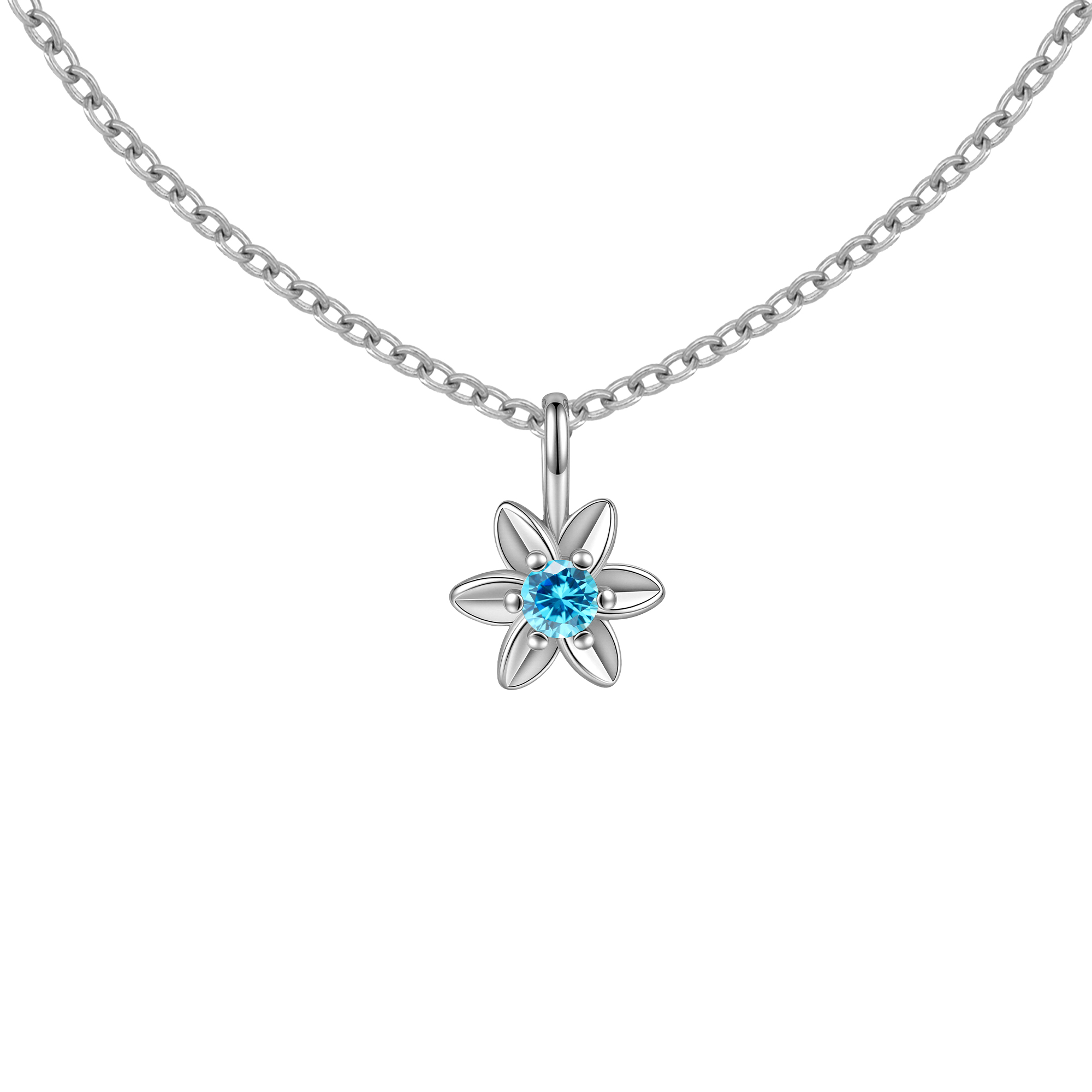 Picture of silver birth bloom daffodil-aquamarine birthstone 